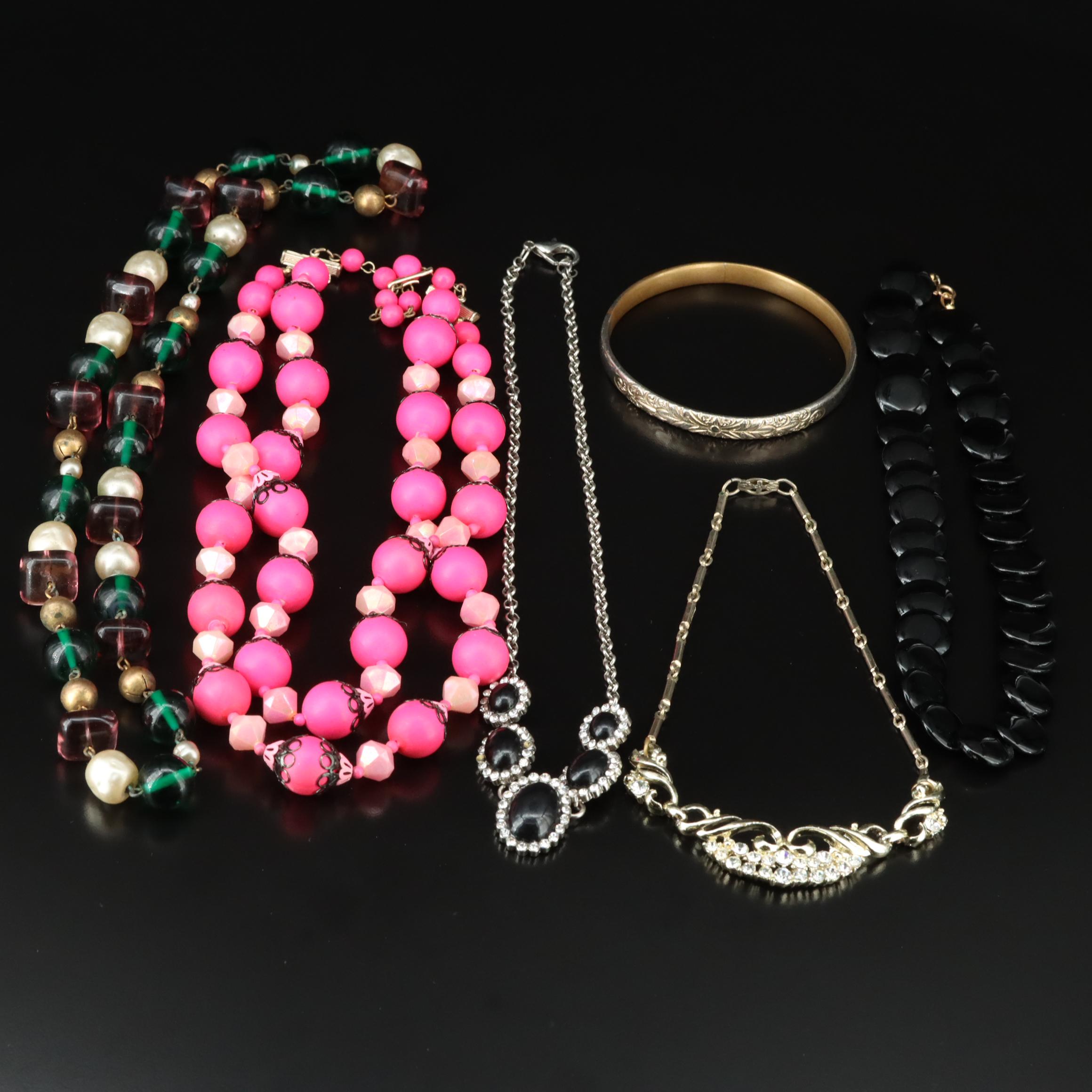 Necklaces Including White & Davis Bangle, Rhinestones and Black Onyx