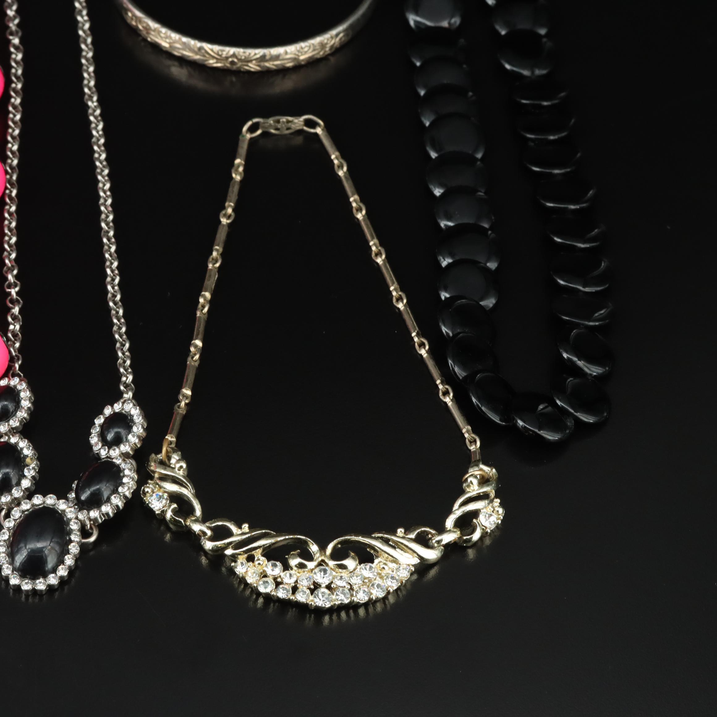 Necklaces Including White & Davis Bangle, Rhinestones and Black Onyx