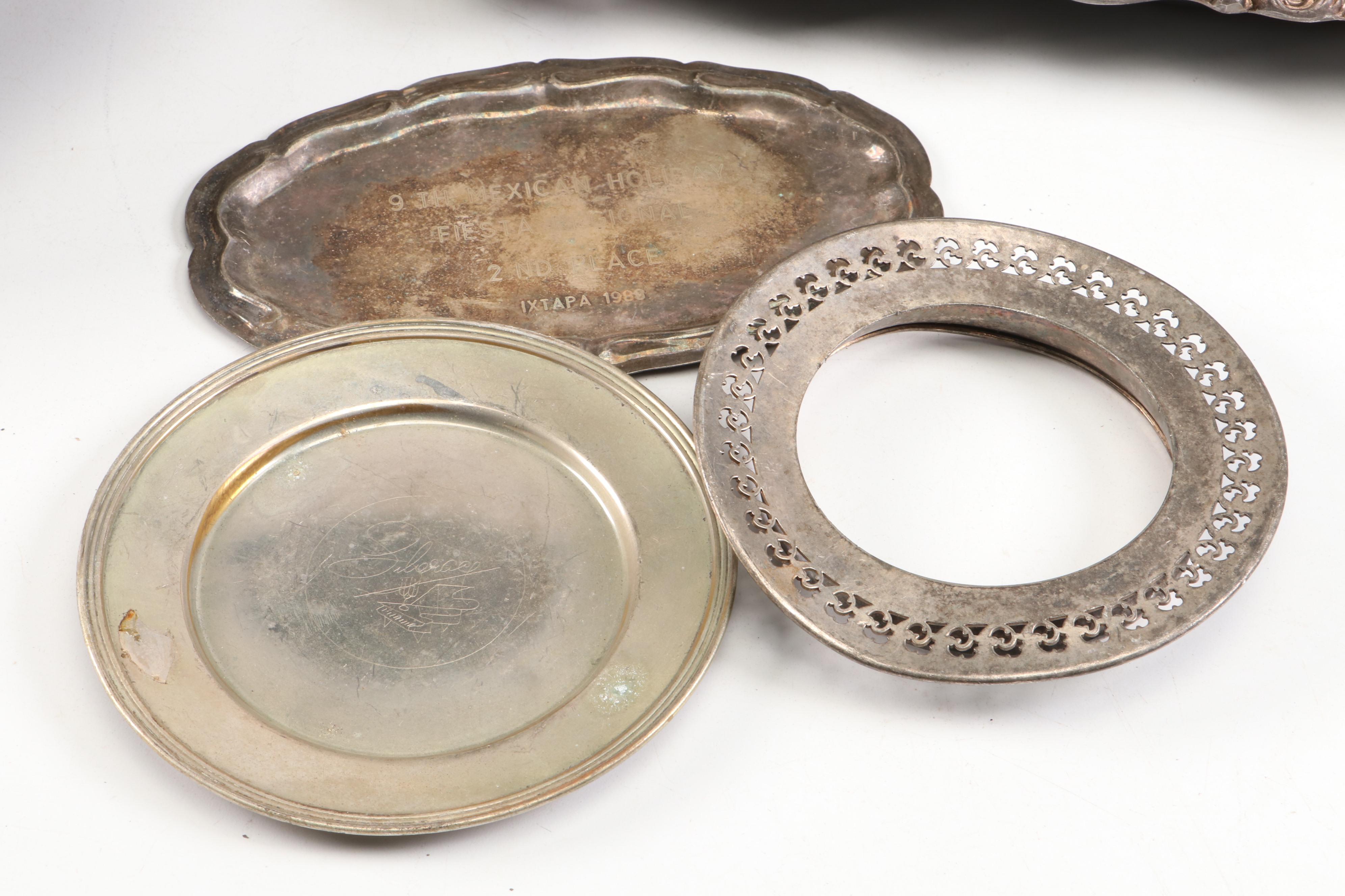 James Simpson Aesthetic Movement Pitcher with Silver Plate and Metal Collection