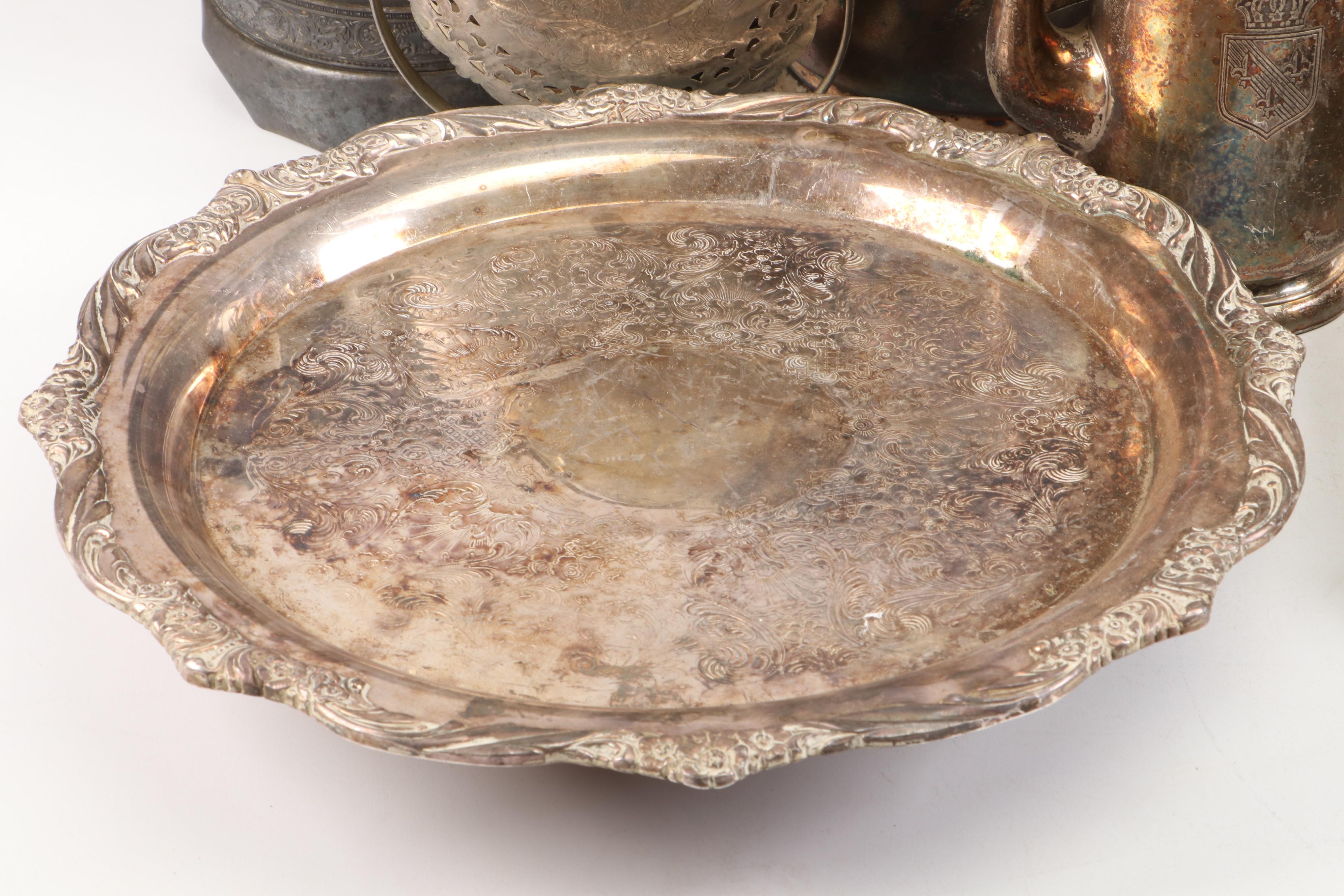 James Simpson Aesthetic Movement Pitcher with Silver Plate and Metal Collection