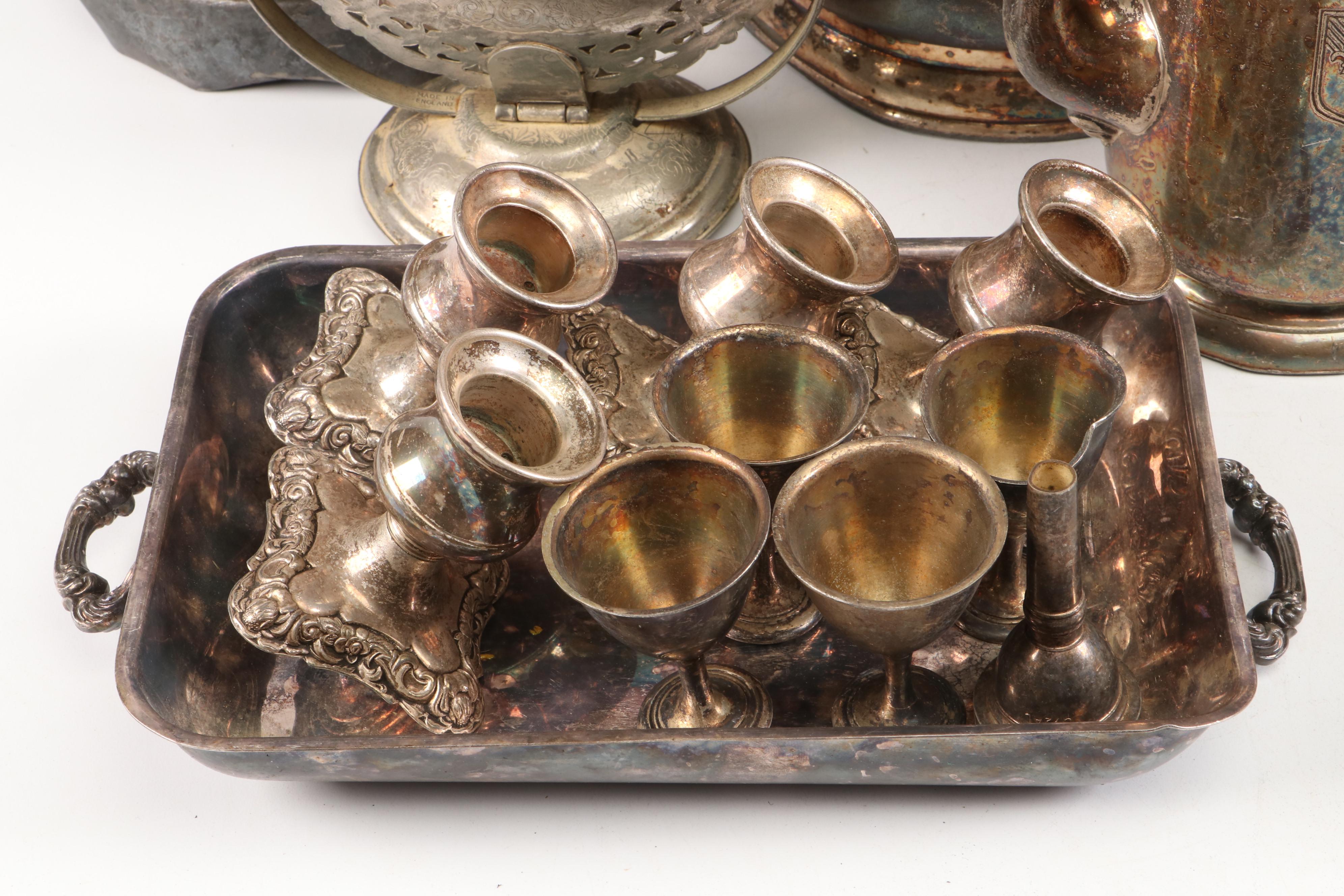 James Simpson Aesthetic Movement Pitcher with Silver Plate and Metal Collection