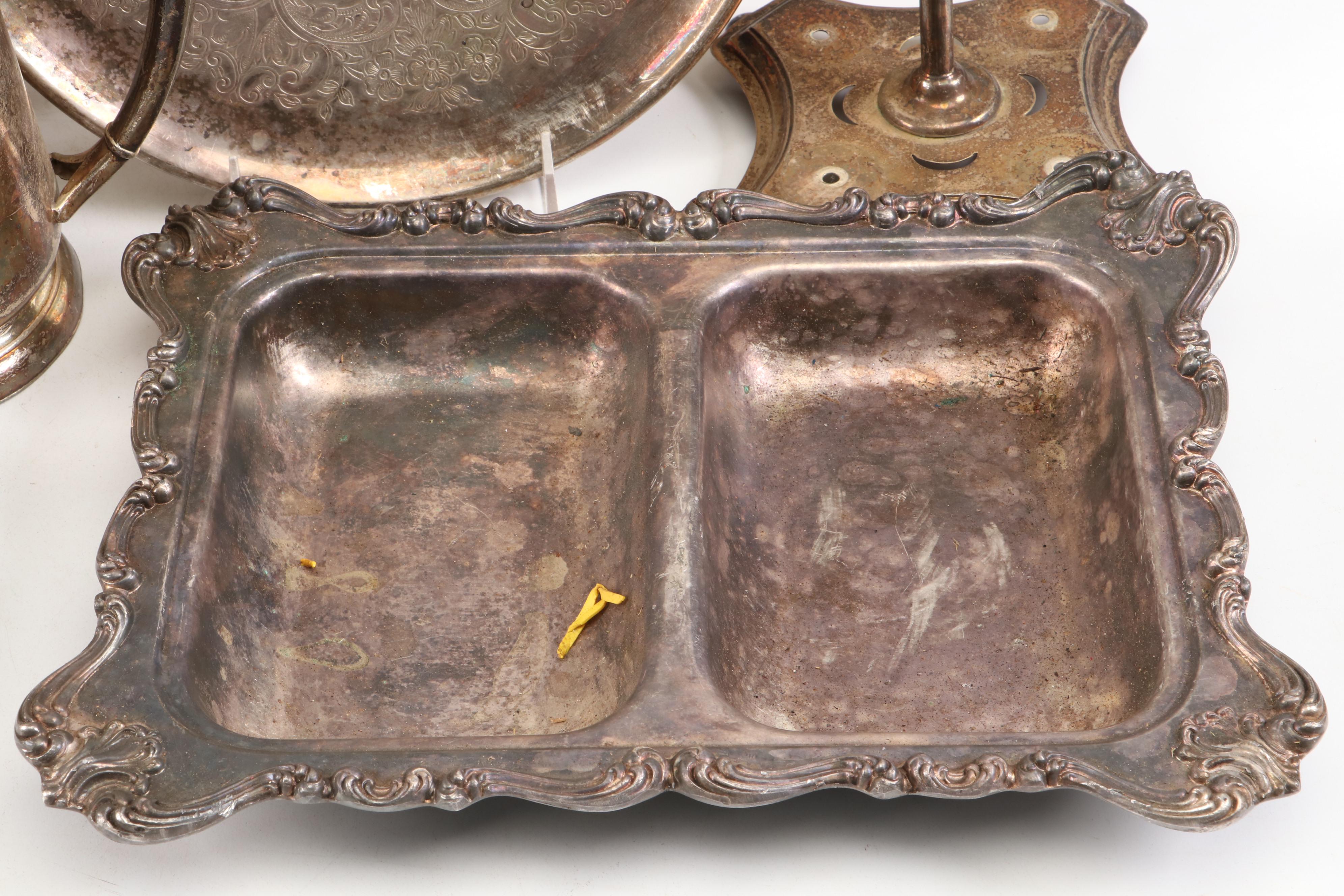 James Simpson Aesthetic Movement Pitcher with Silver Plate and Metal Collection