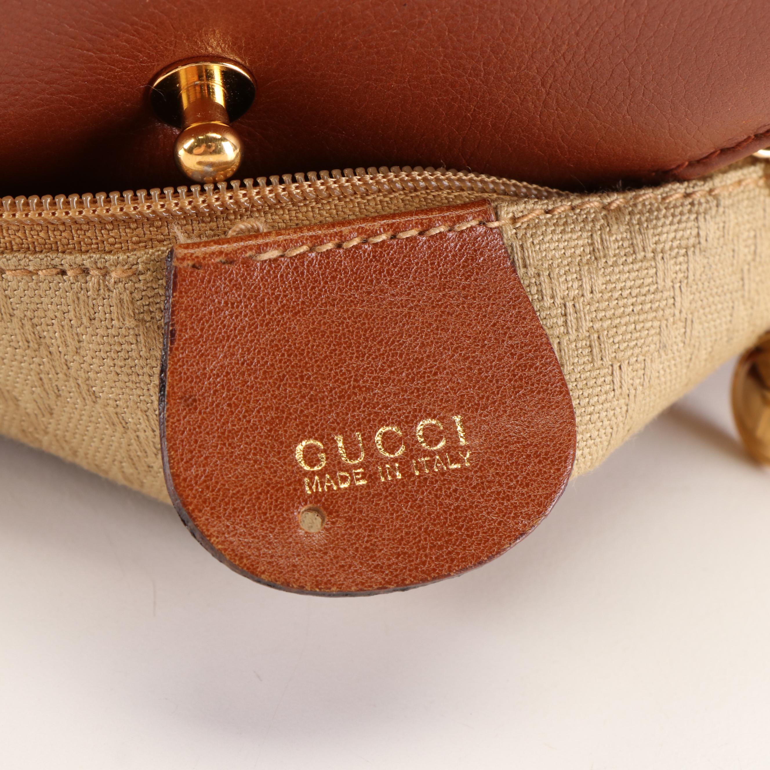 Gucci Mini Bamboo Drawstring Backpack in Brown Leather