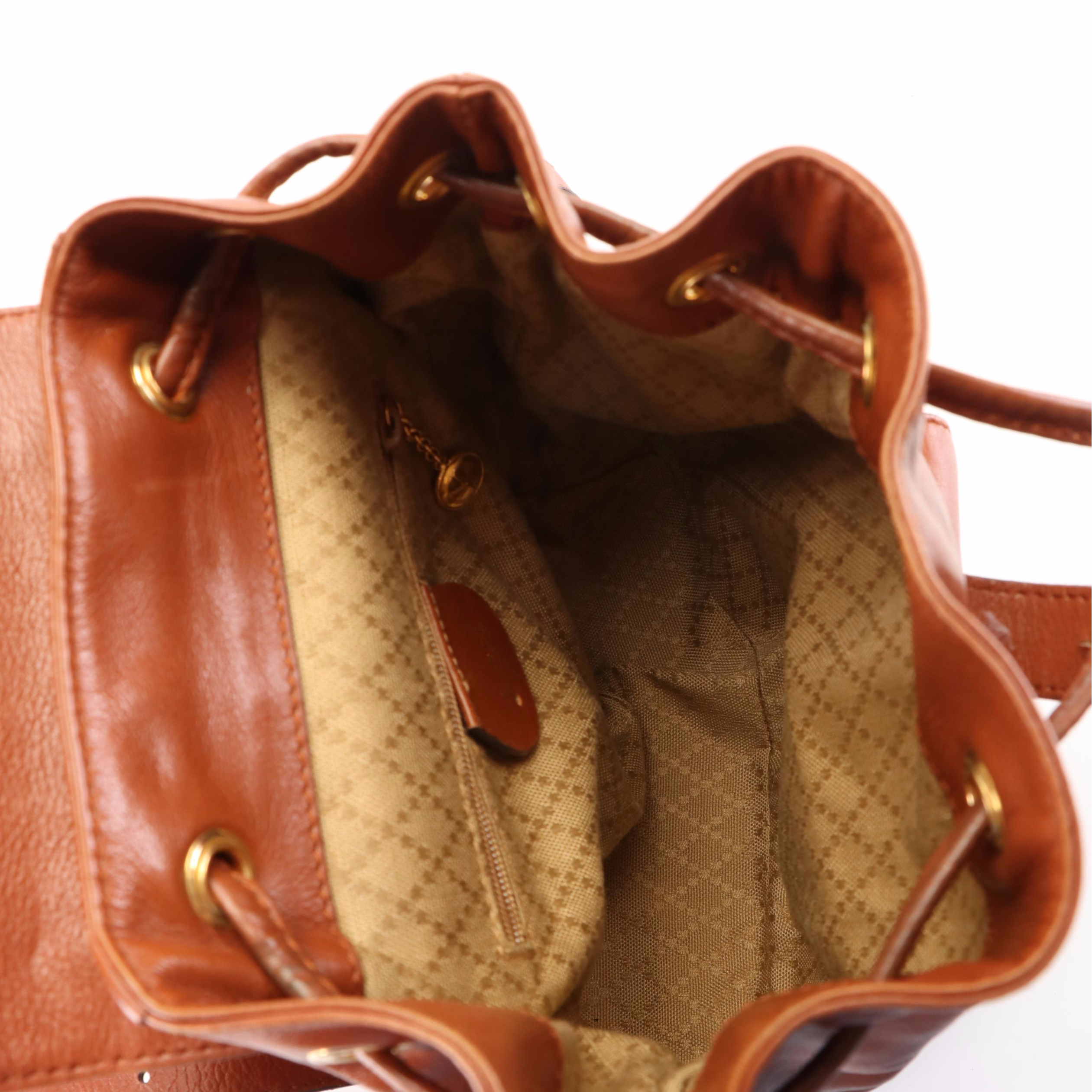Gucci Mini Bamboo Drawstring Backpack in Brown Leather