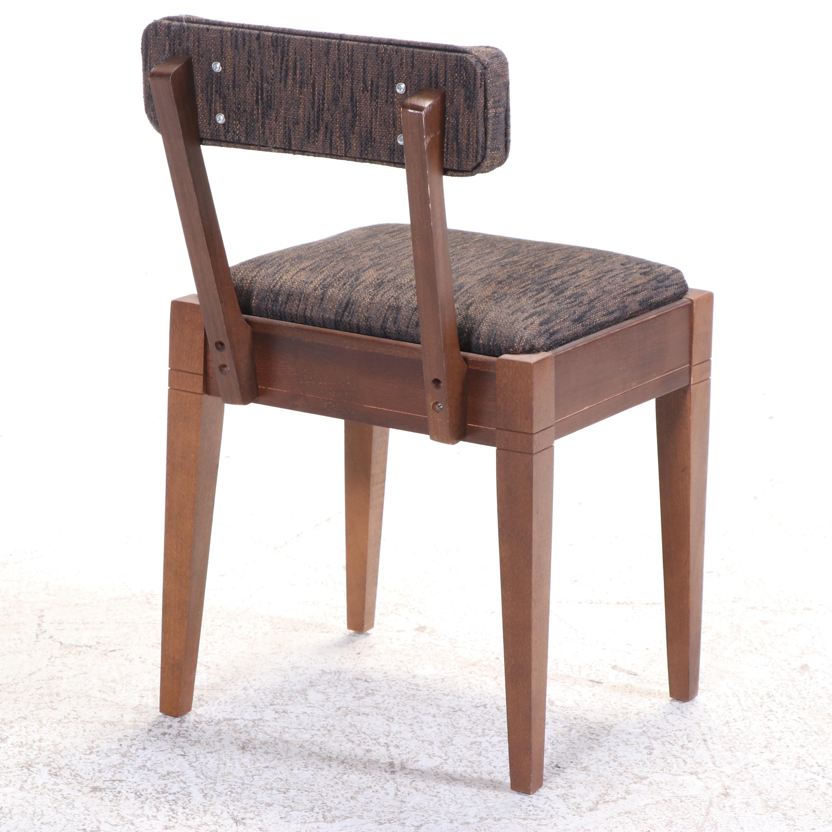 Mid Century Modern Style Walnut Finish Sewing Machine Table and Chair