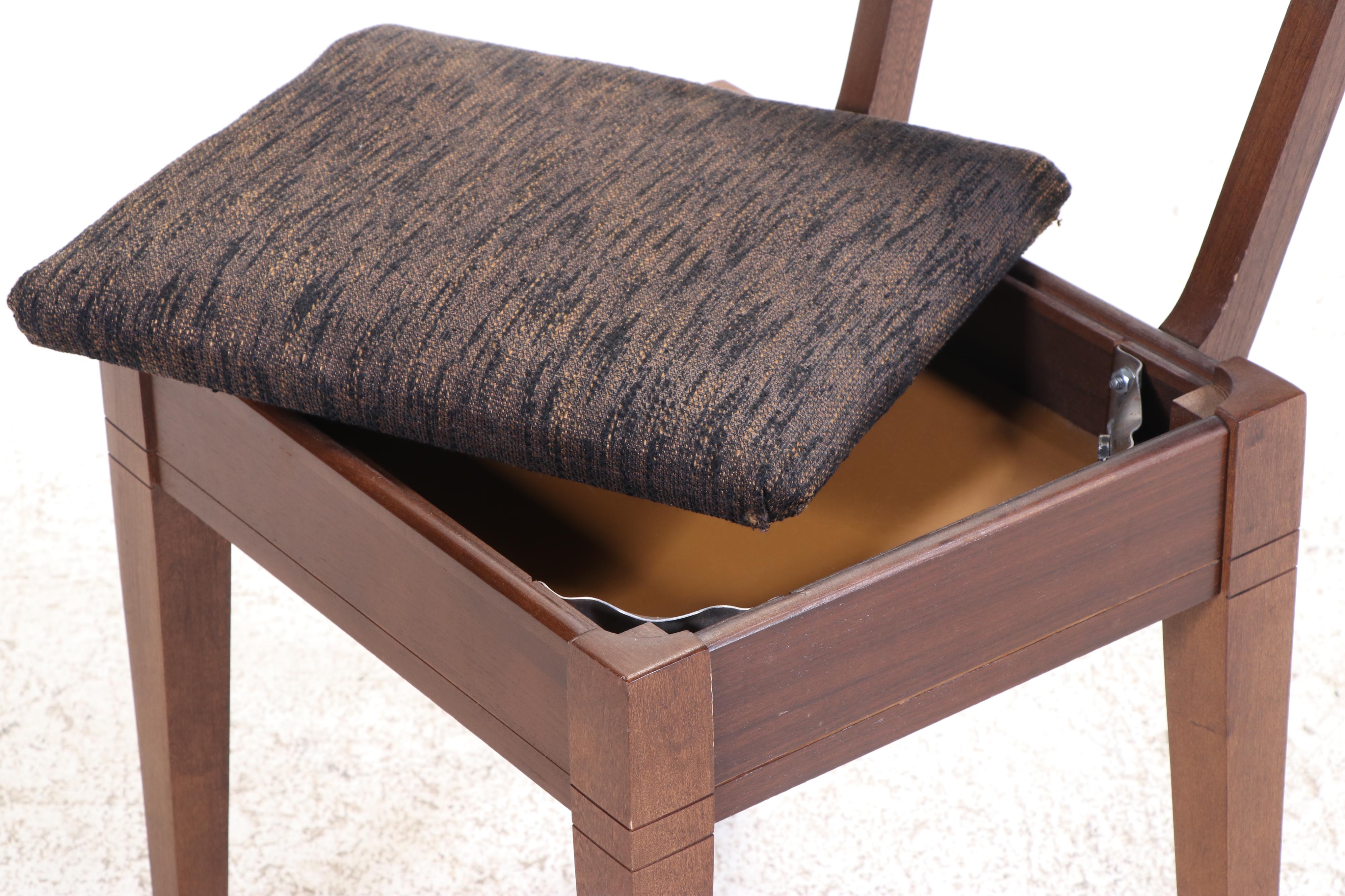 Mid Century Modern Style Walnut Finish Sewing Machine Table and Chair