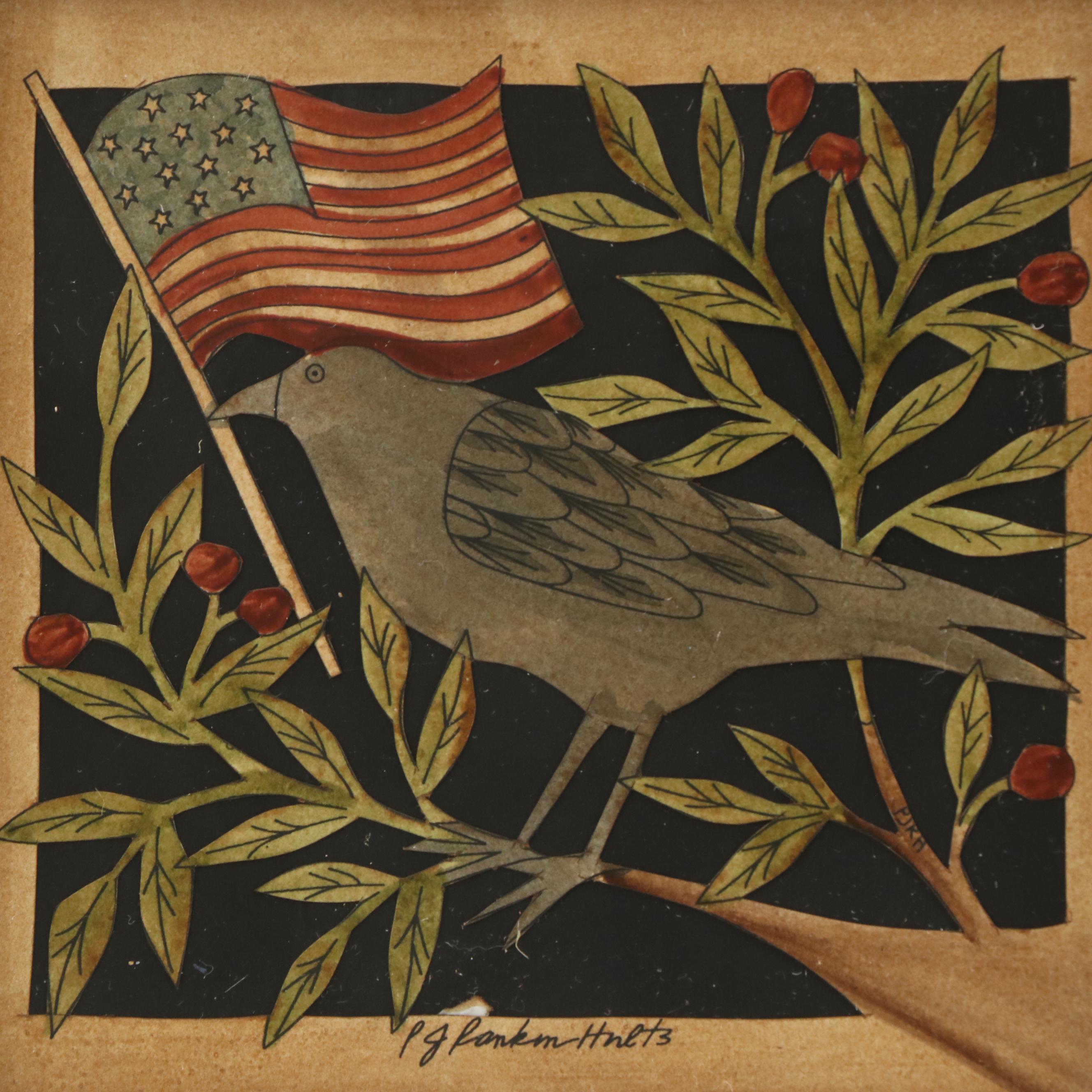 Pam J. Rankin Hults Hand-Colored Paper Cutting Folk Art