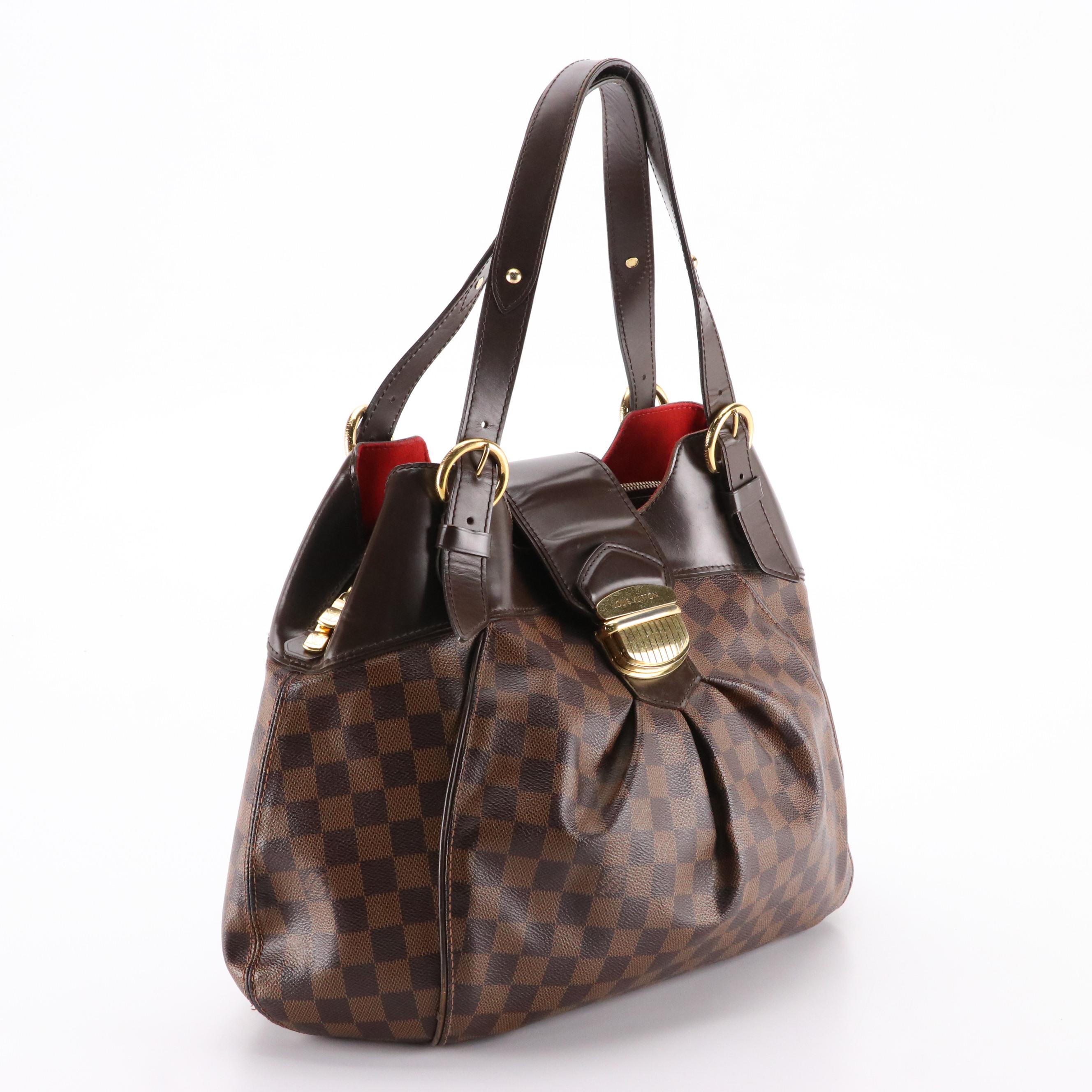 Louis Vuitton Sistina Shoulder Bag in Damier Ebene Canvas and Brown Leather