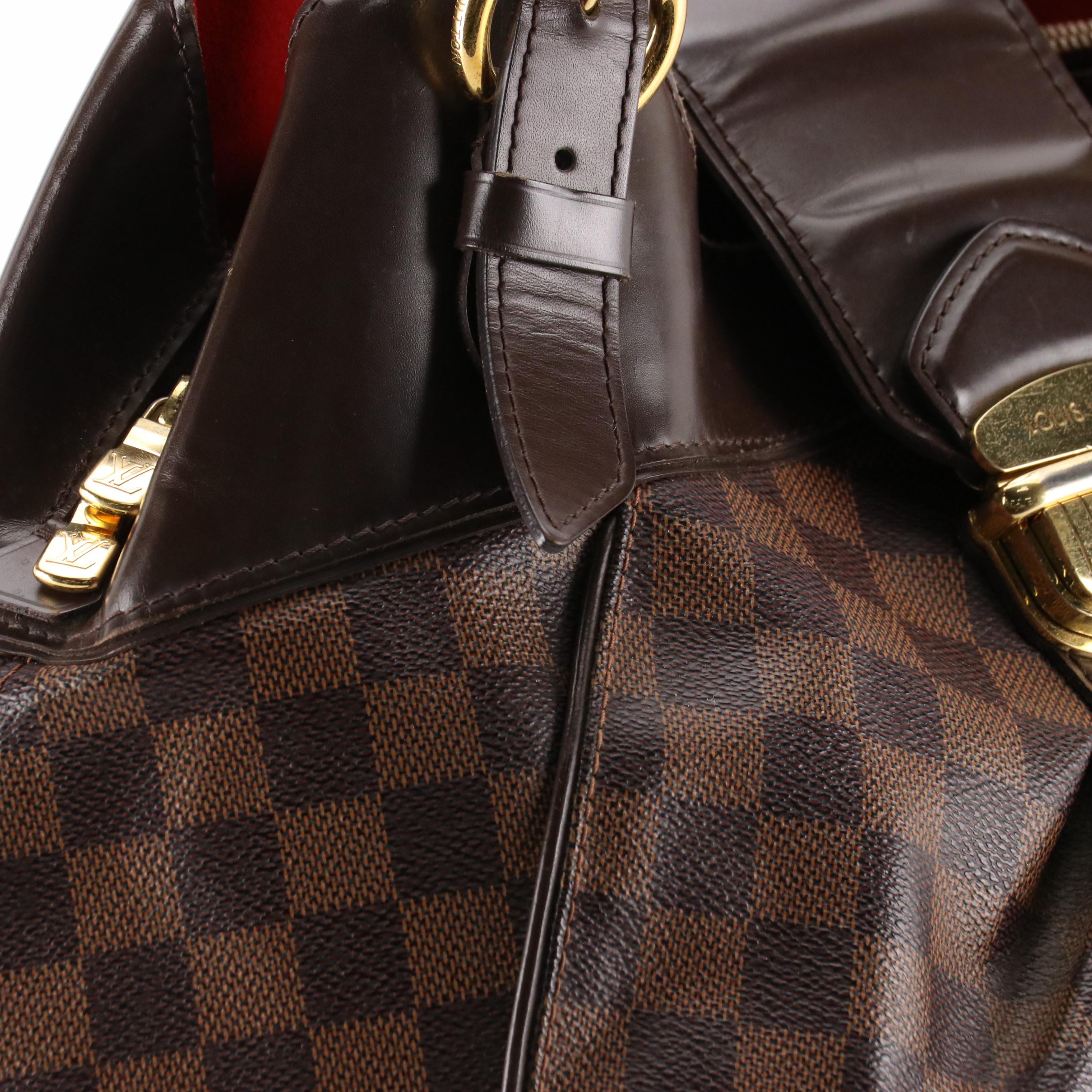 Louis Vuitton Sistina Shoulder Bag in Damier Ebene Canvas and Brown Leather