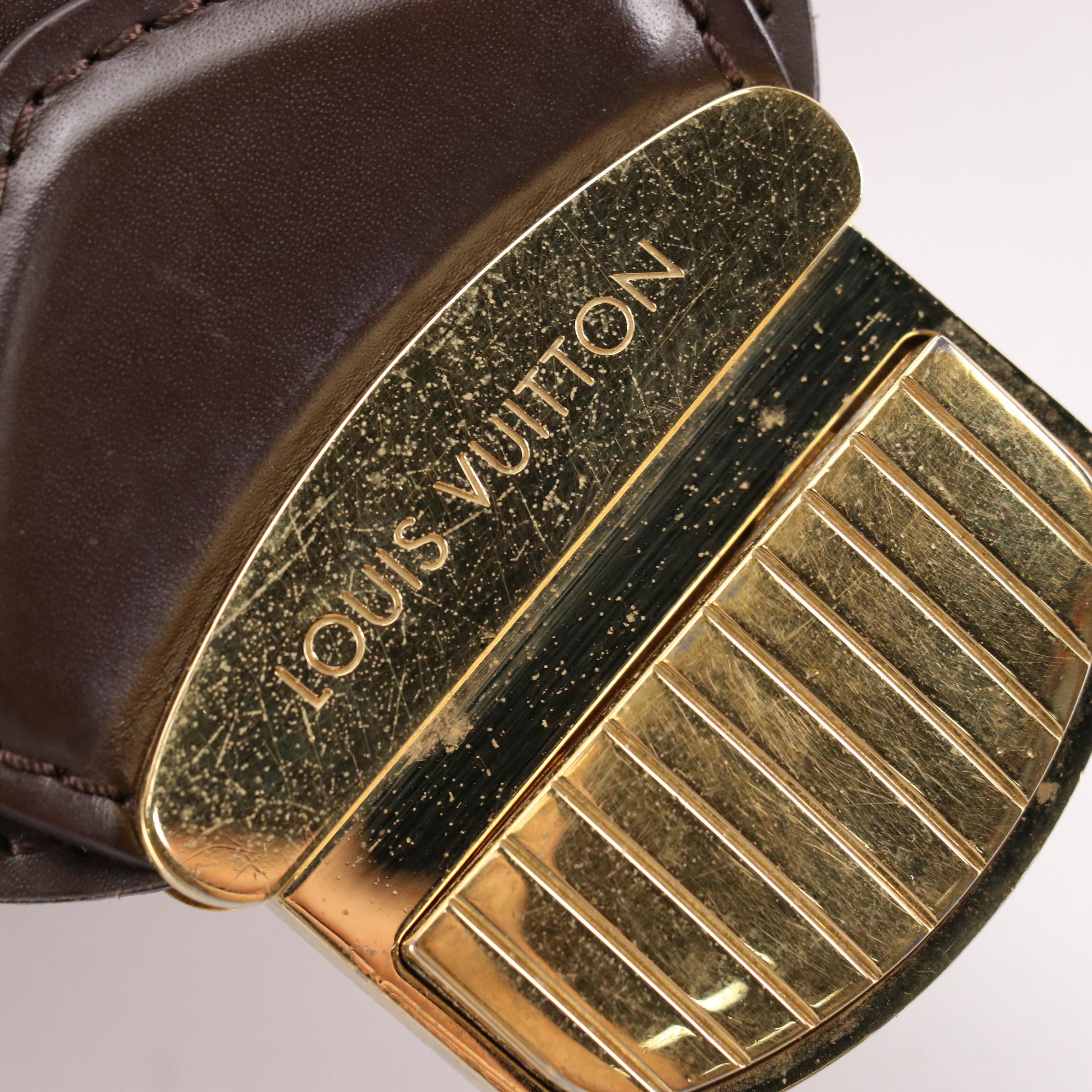 Louis Vuitton Sistina Shoulder Bag in Damier Ebene Canvas and Brown Leather