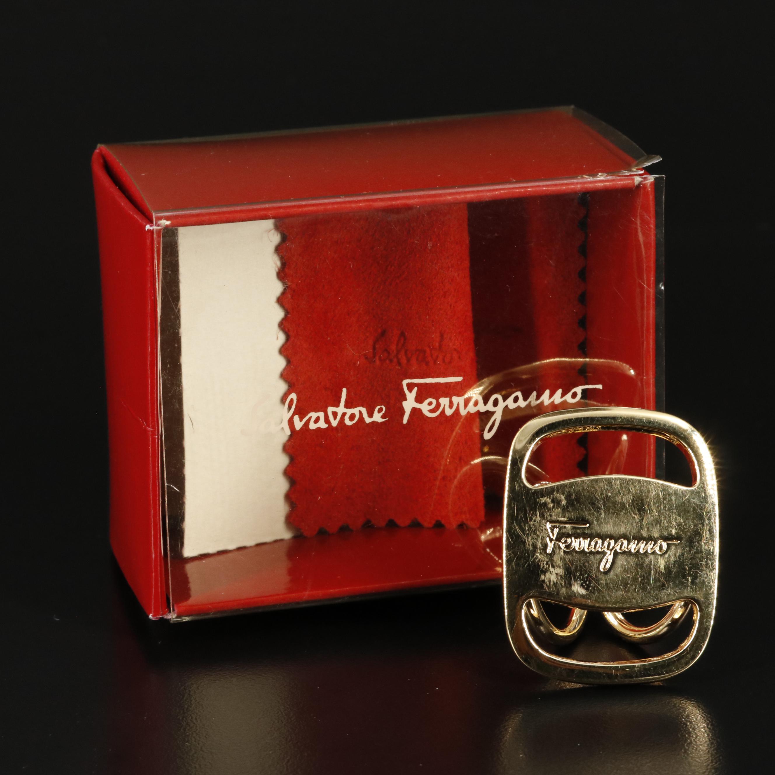 Salvatore Ferragamo Signature Scarf Ring with Box