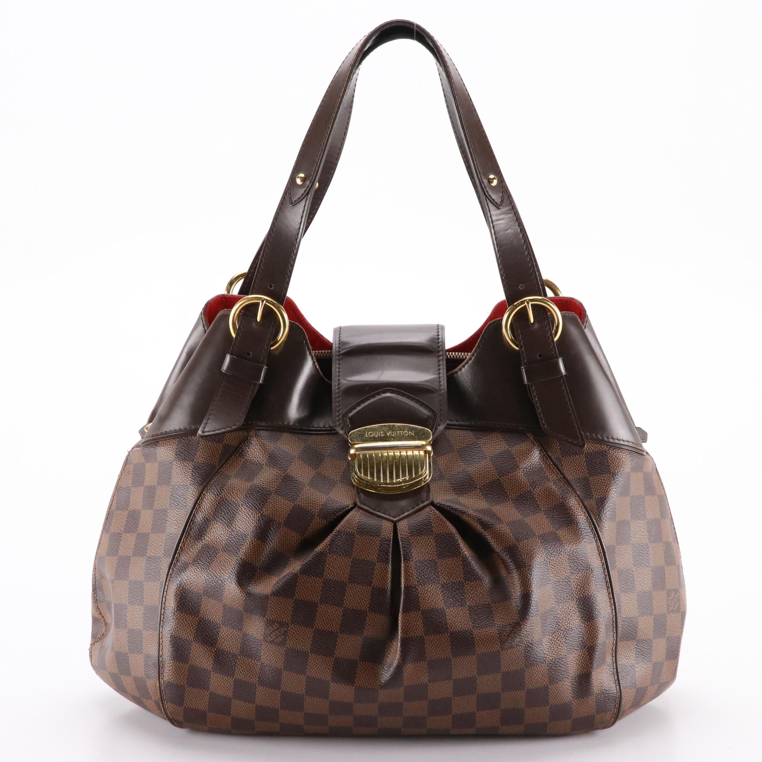 Louis Vuitton Sistina Shoulder Bag in Damier Ebene Canvas and Brown Leather