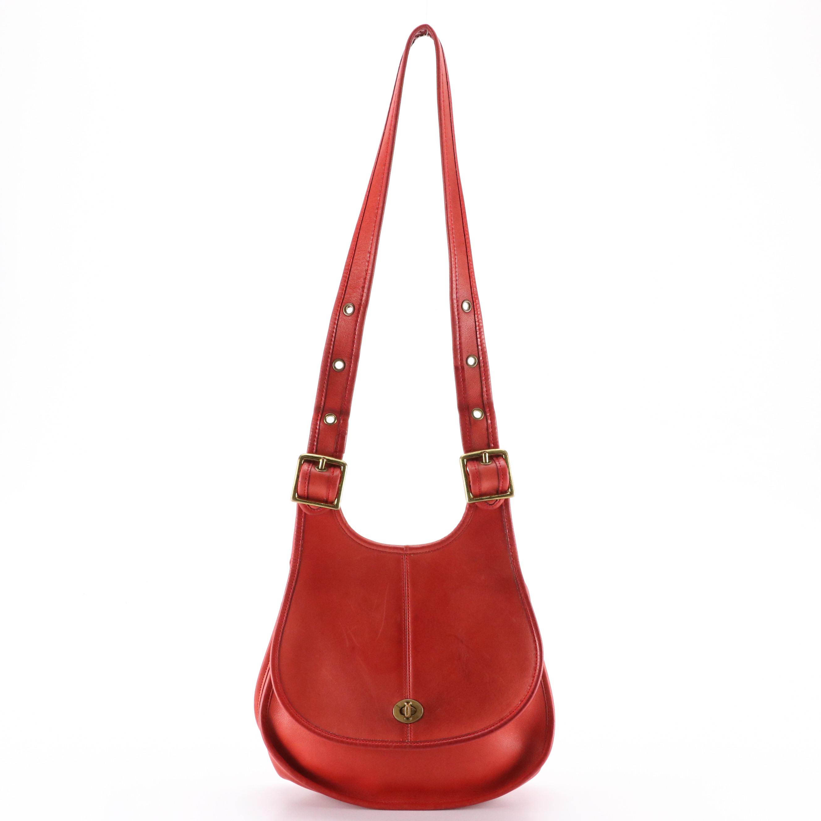 Coach Saddle Bag in Red Glove-Tanned Cowhide, Made in NYC, 1970s