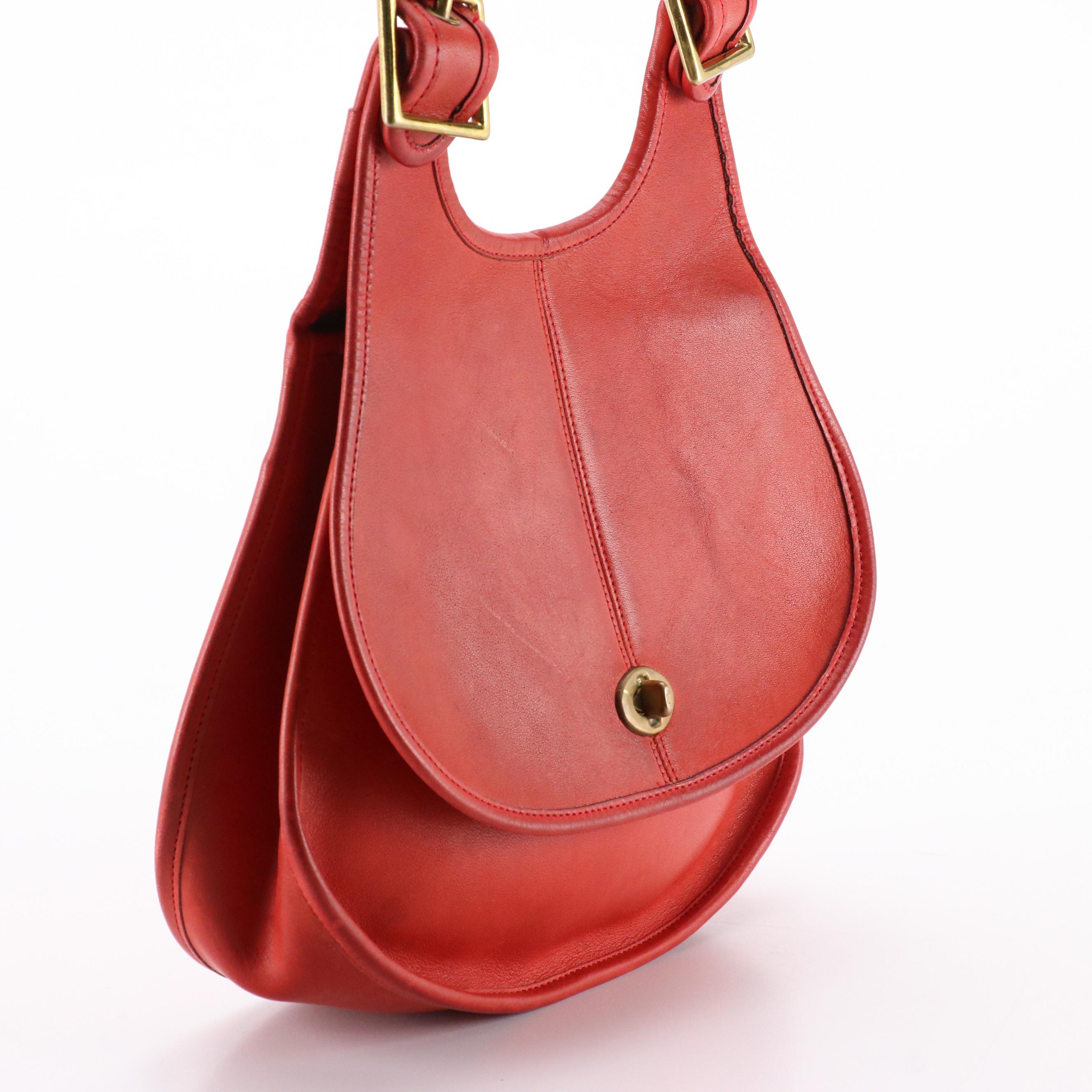 Coach Saddle Bag in Red Glove-Tanned Cowhide, Made in NYC, 1970s