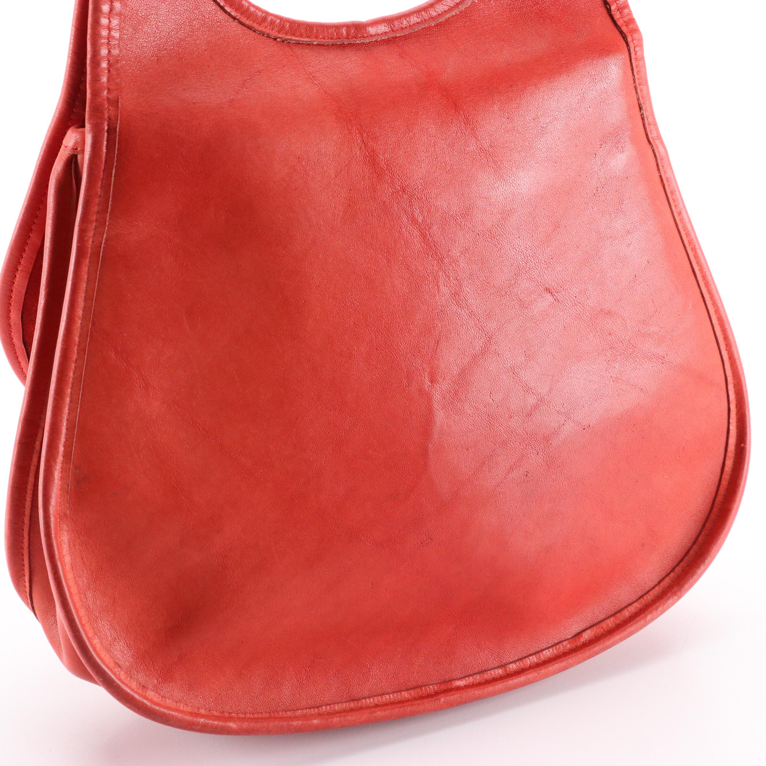 Coach Saddle Bag in Red Glove-Tanned Cowhide, Made in NYC, 1970s