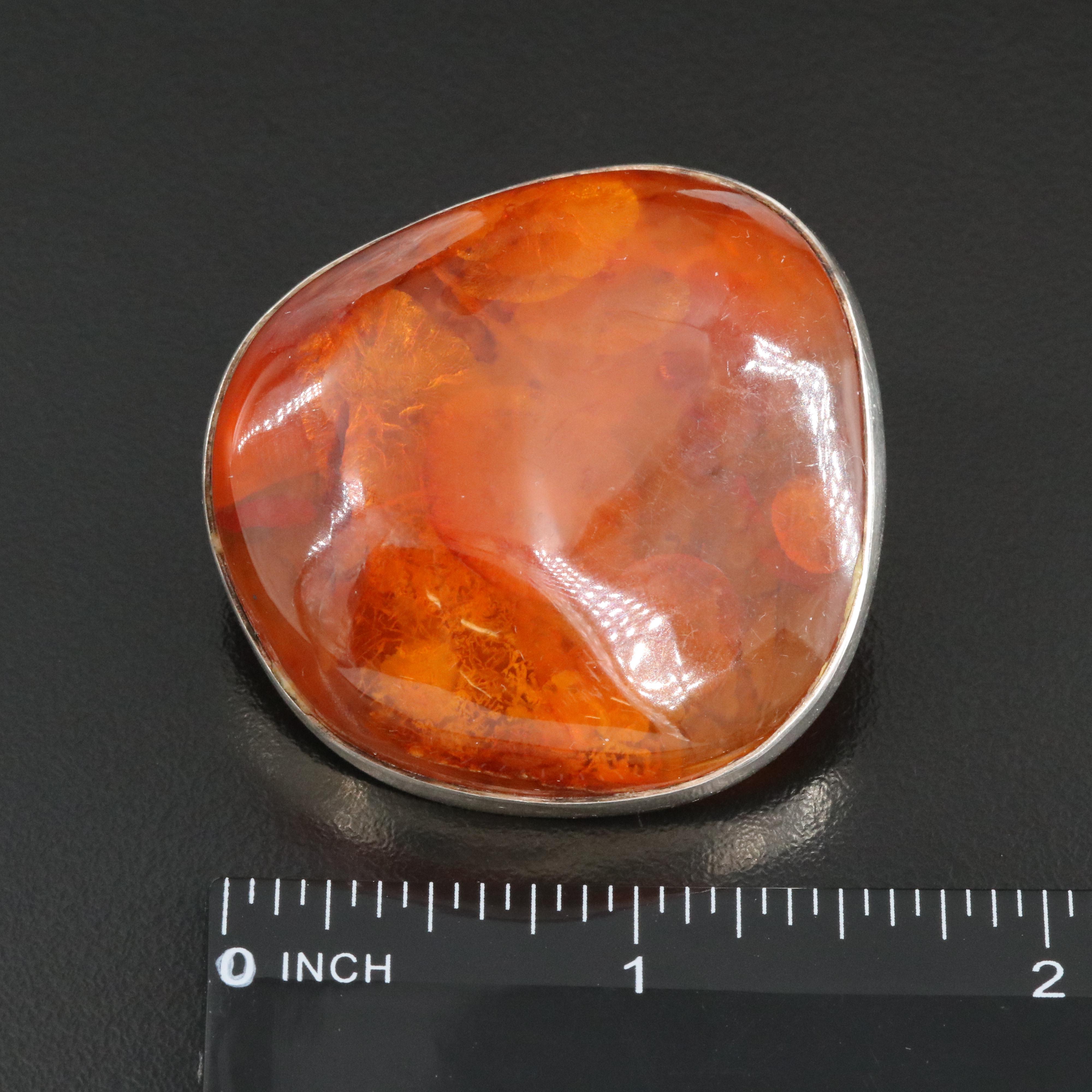 Vintage Polish Sterling Amber Brooch