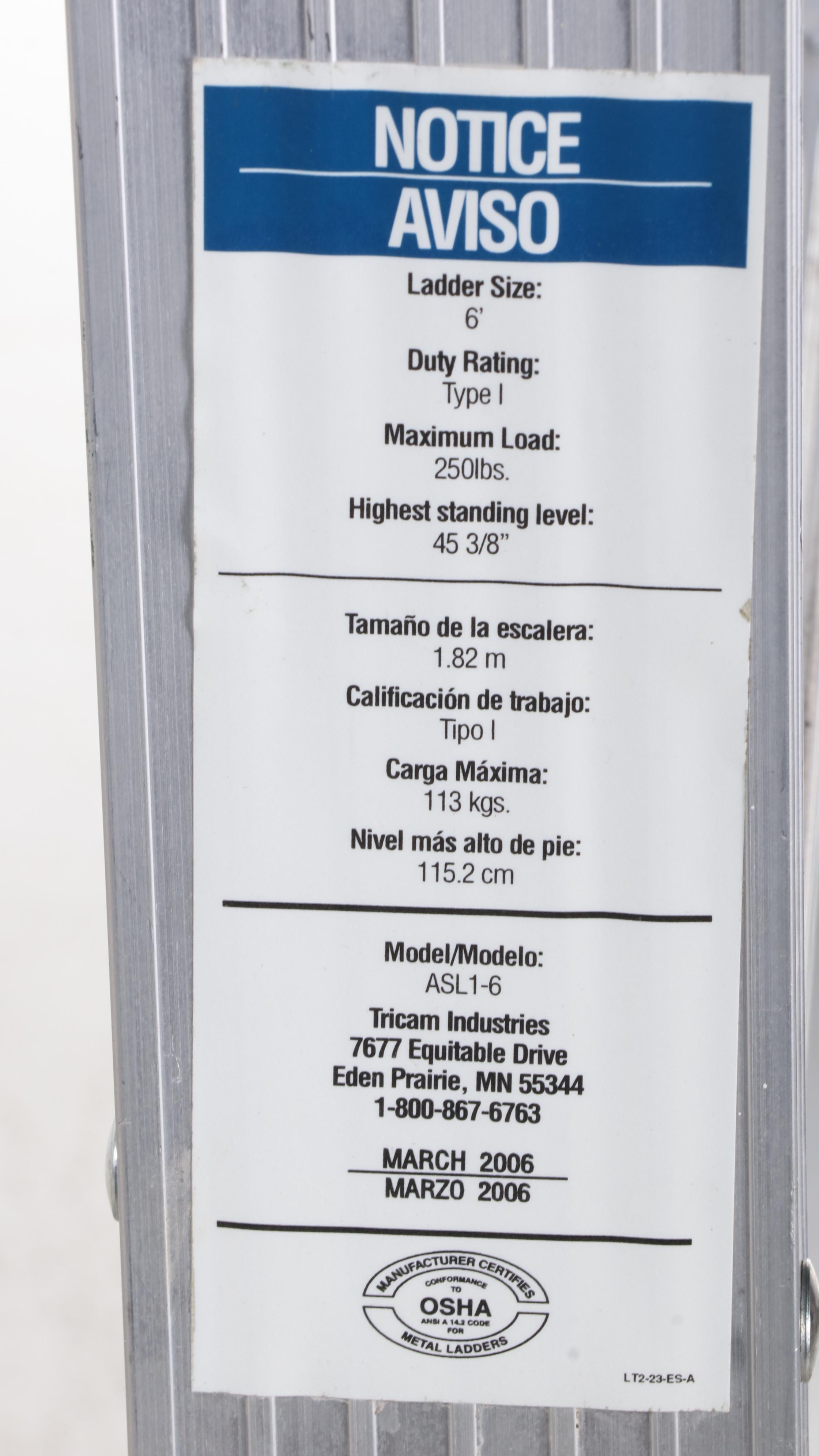 Husky Model ASL1-6 6' Aluminum Folding Step Ladder