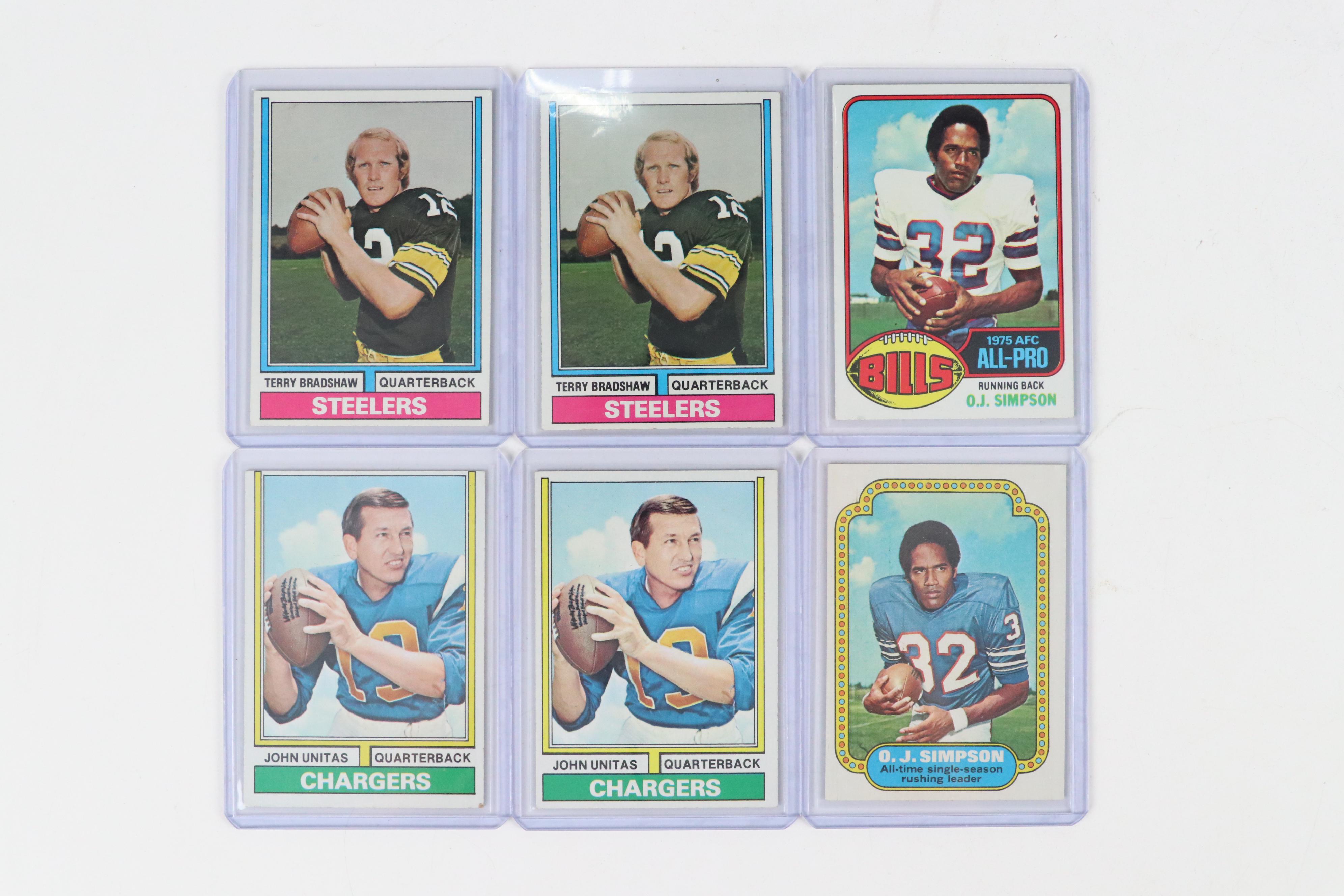 Topps Football Cards Featuring Jim Plunkett Rookie and More, 1970s–1980s