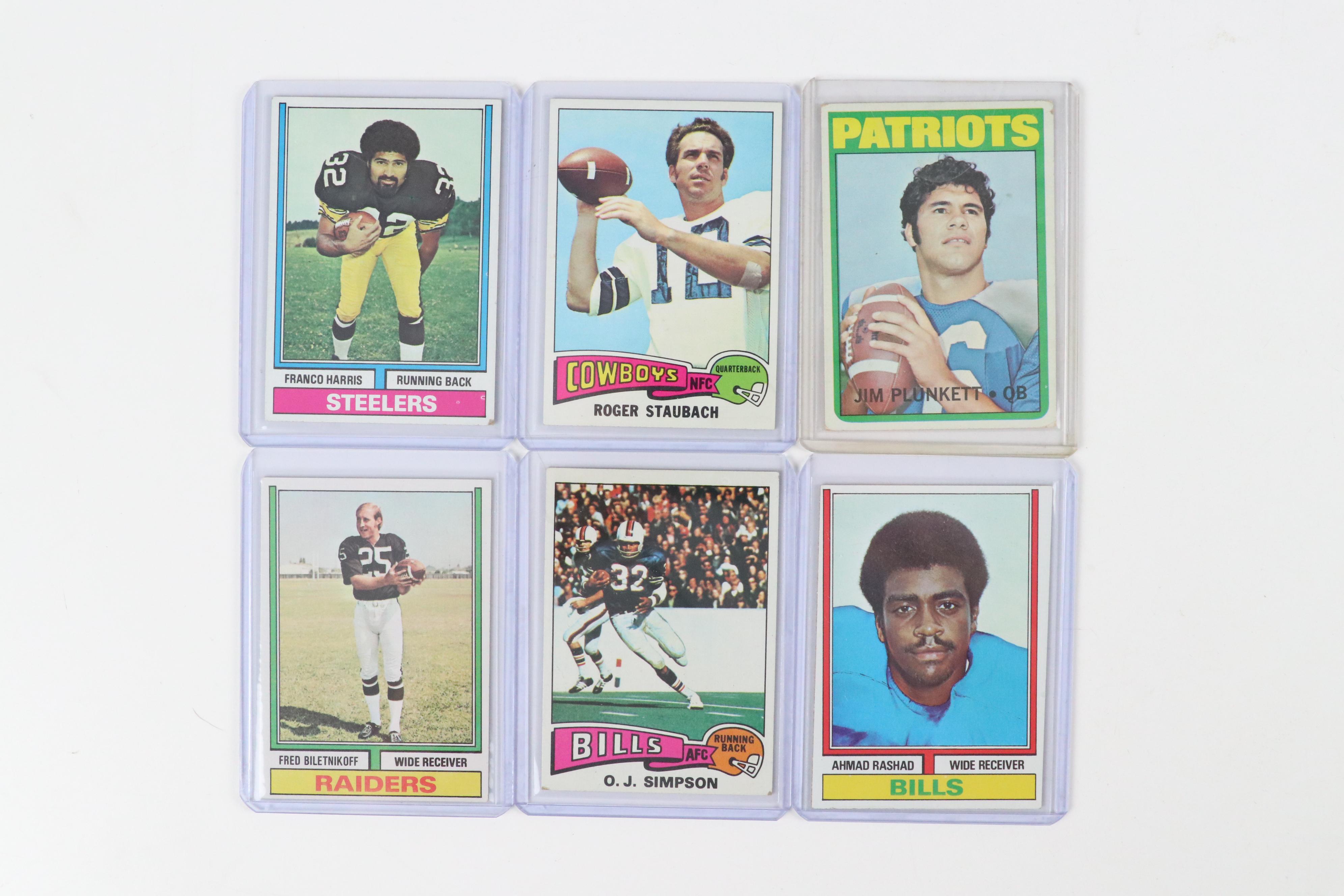 Topps Football Cards Featuring Jim Plunkett Rookie and More, 1970s–1980s