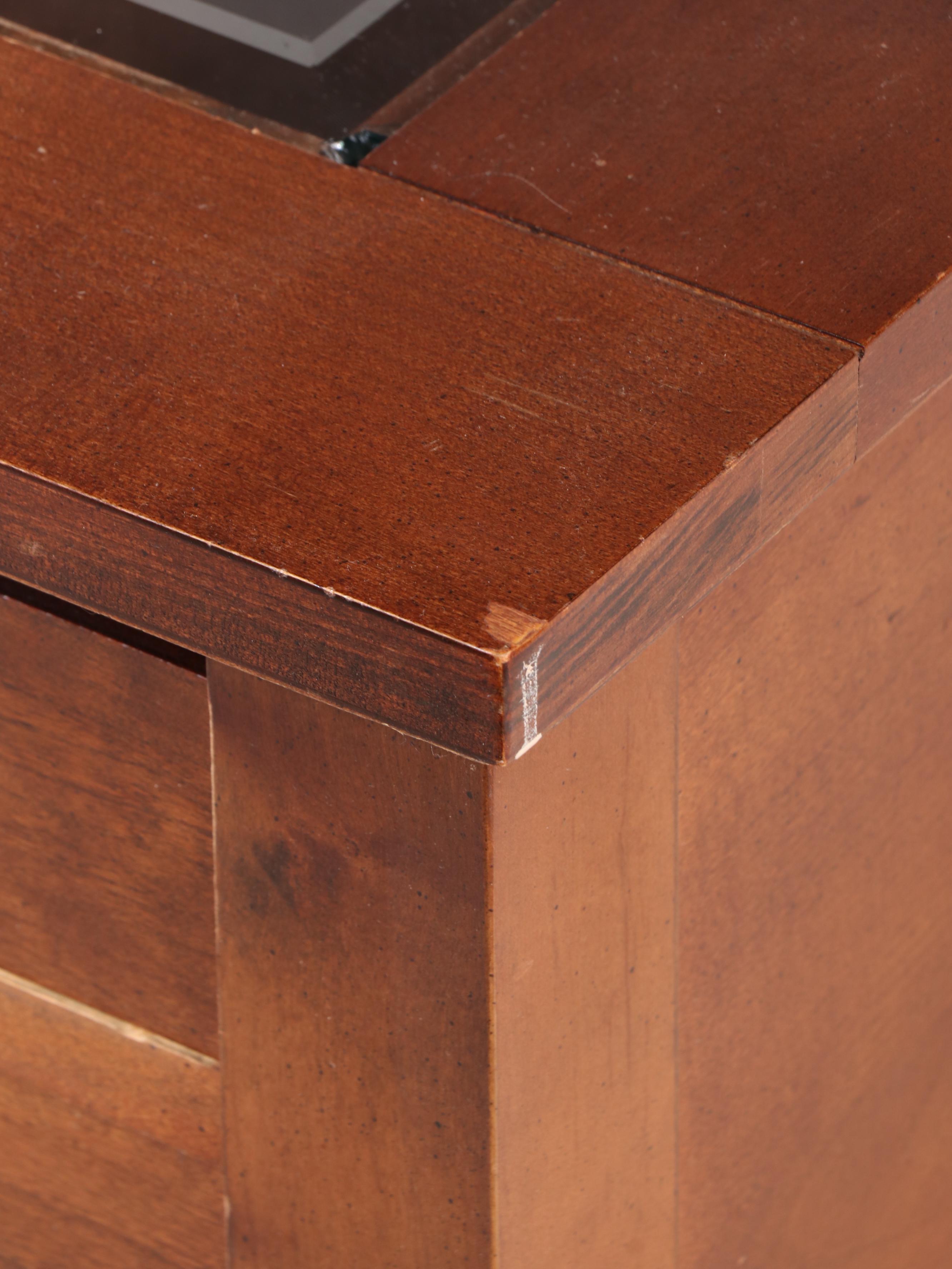 Shaker Style Cherrywood and Glass Top Two-Drawer Coffee Table