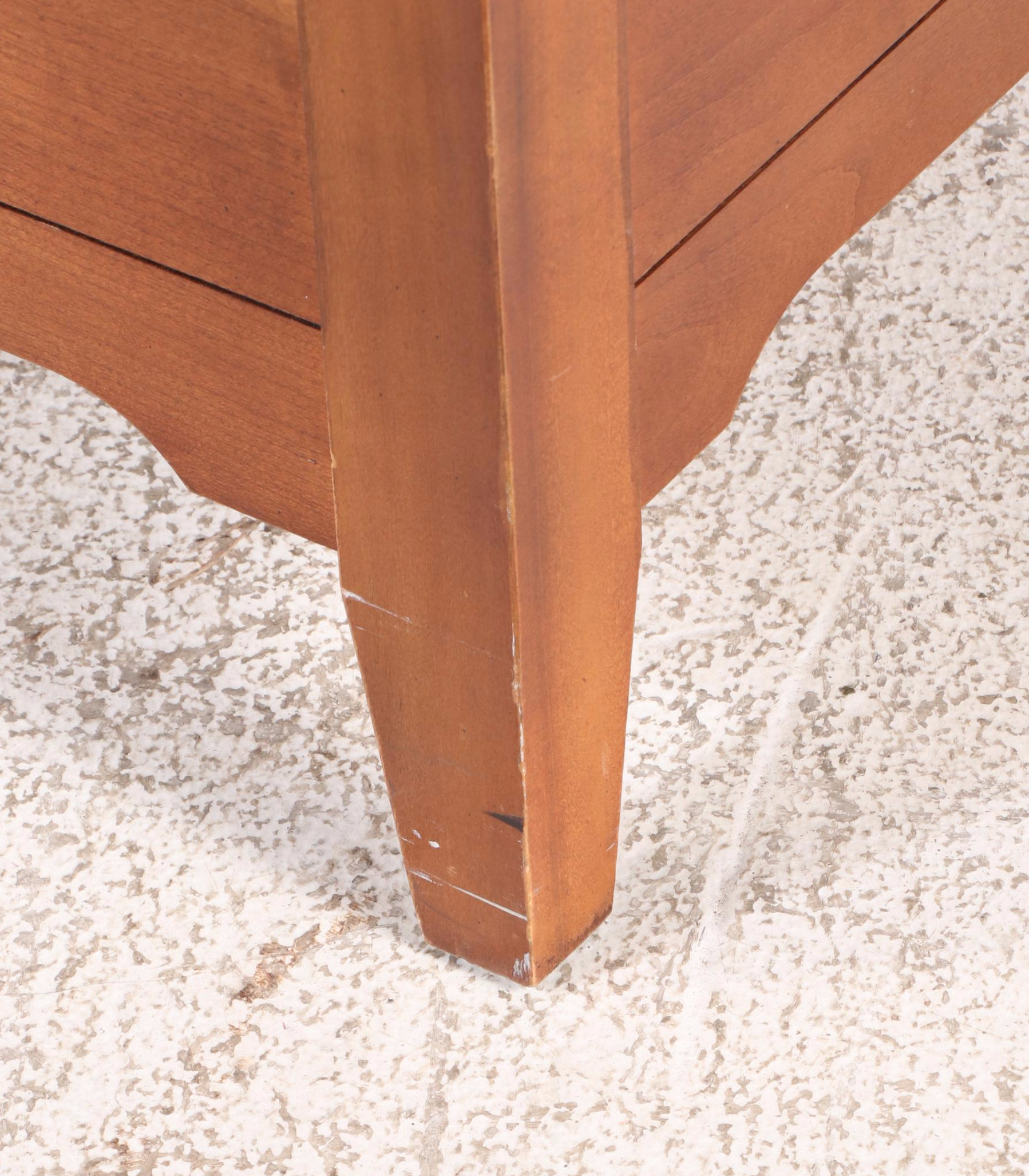 Shaker Style Cherrywood and Glass Top Two-Drawer Coffee Table