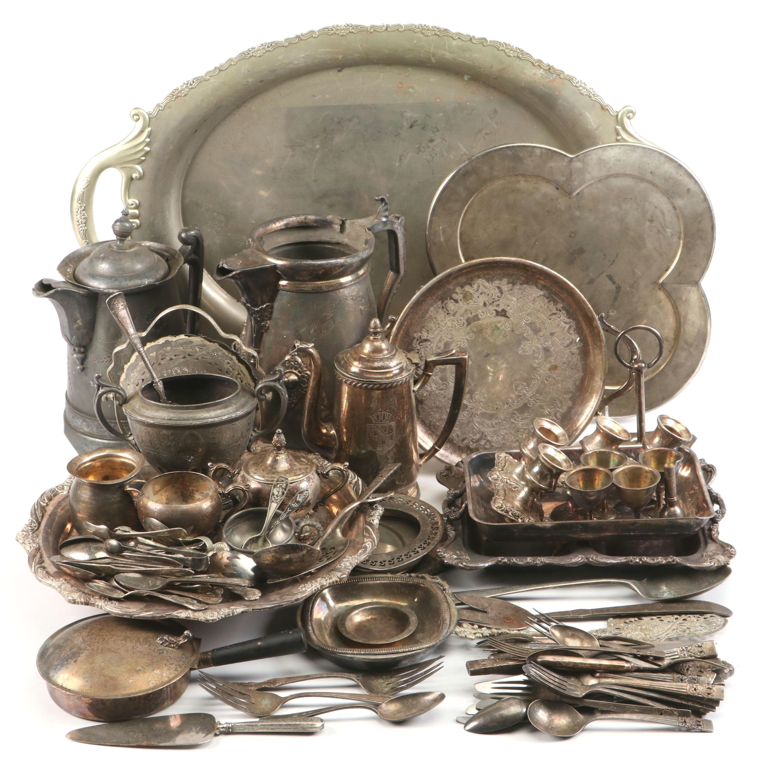 James Simpson Aesthetic Movement Pitcher with Silver Plate and Metal Collection