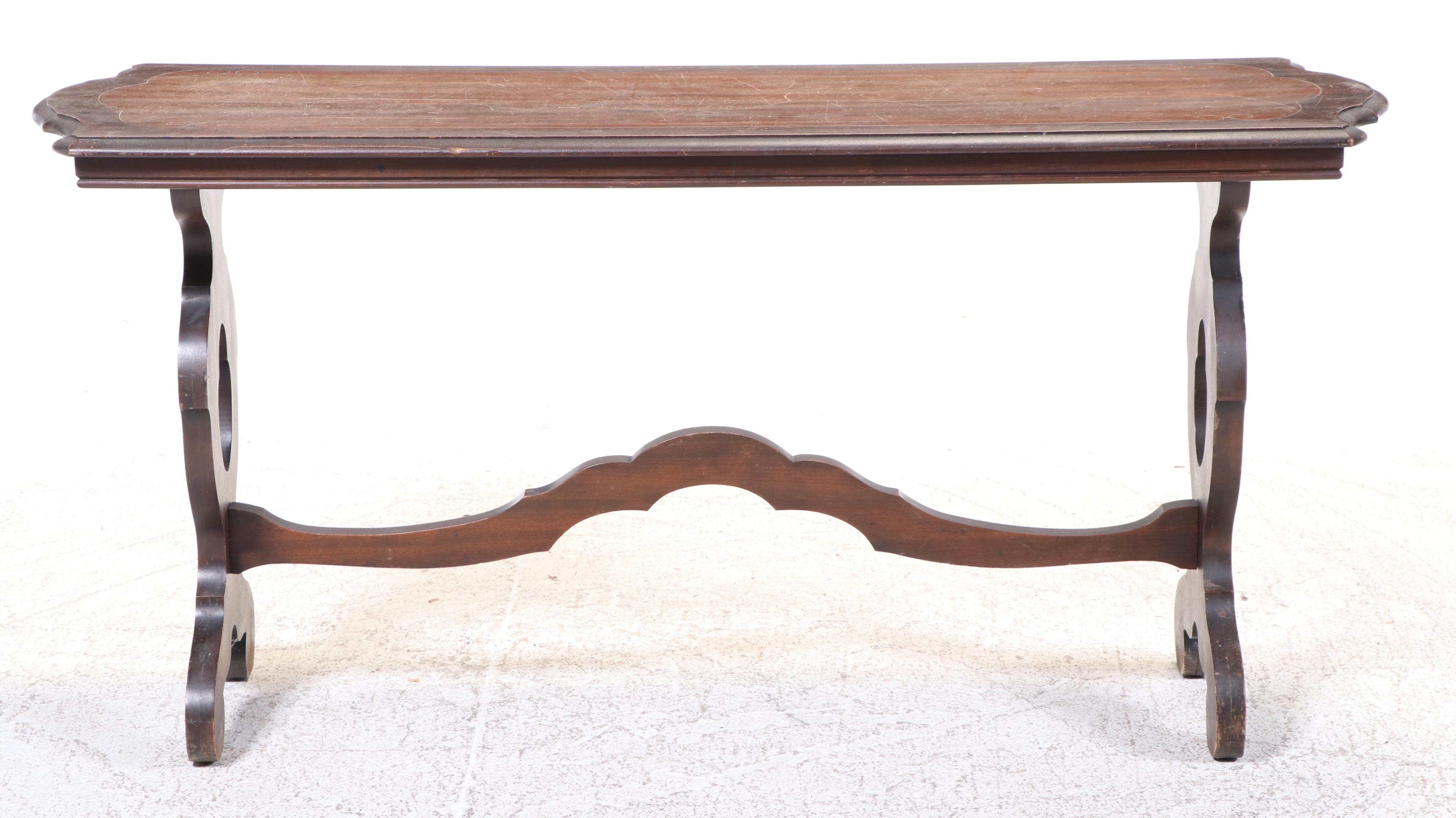 The Kelly Furniture & Co Renaissance Revival Style Walnut Trestle Table Everything But