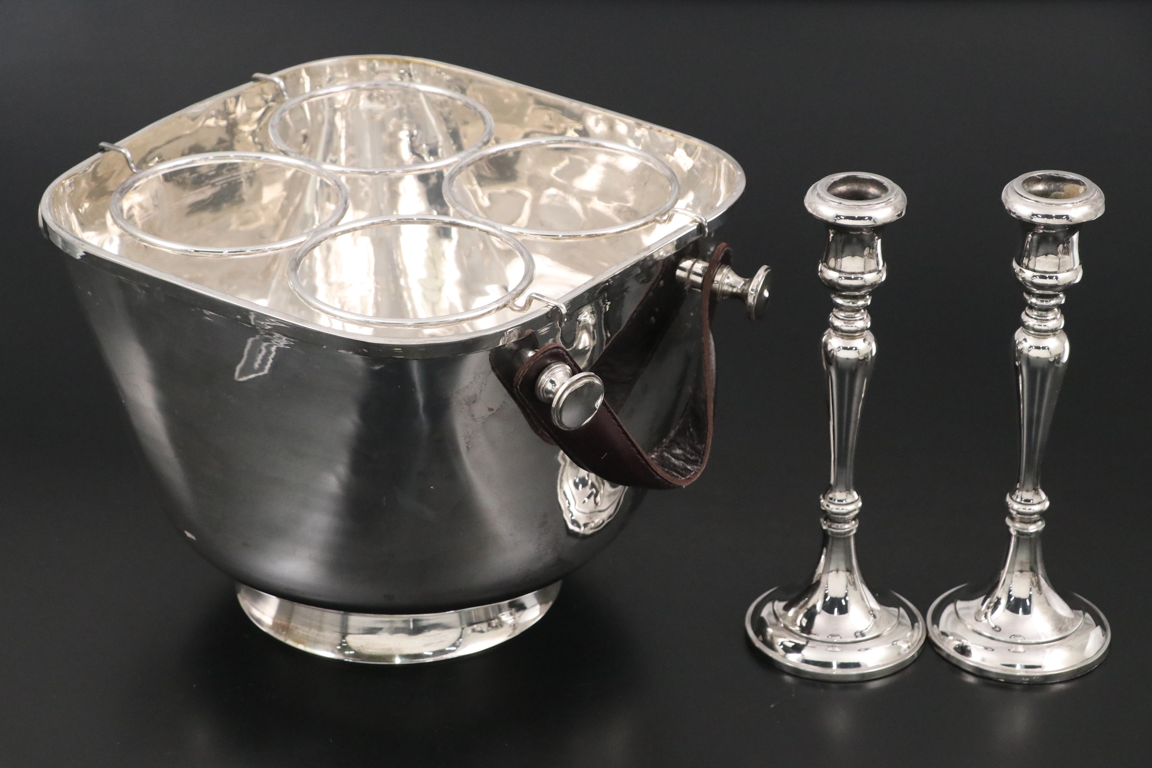 Gorham Silver Plate Paul Revere Bowls with Steak Knives and Other Tableware