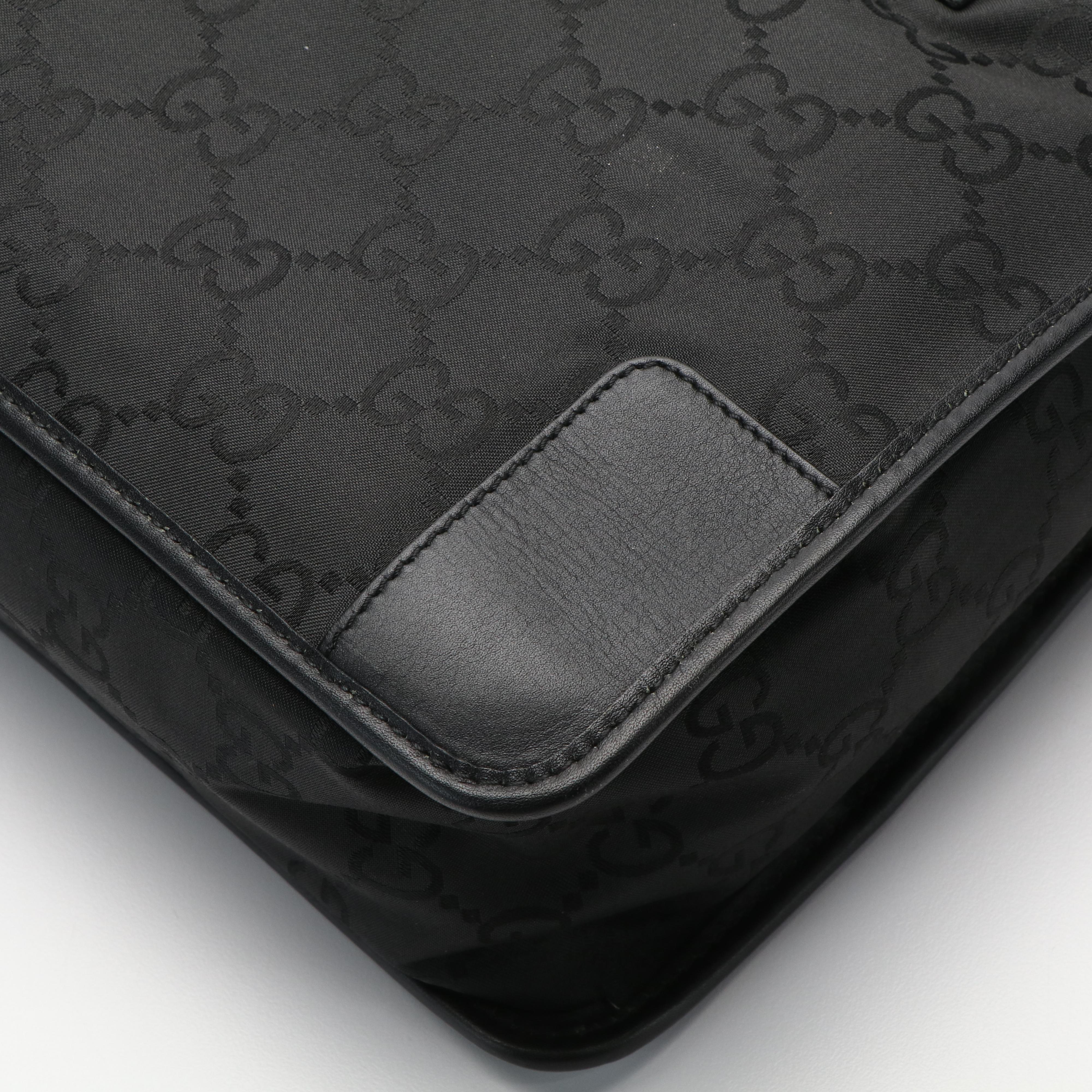 Gucci Balthus Handbag in Black GG Nylon Jacquard and Leather