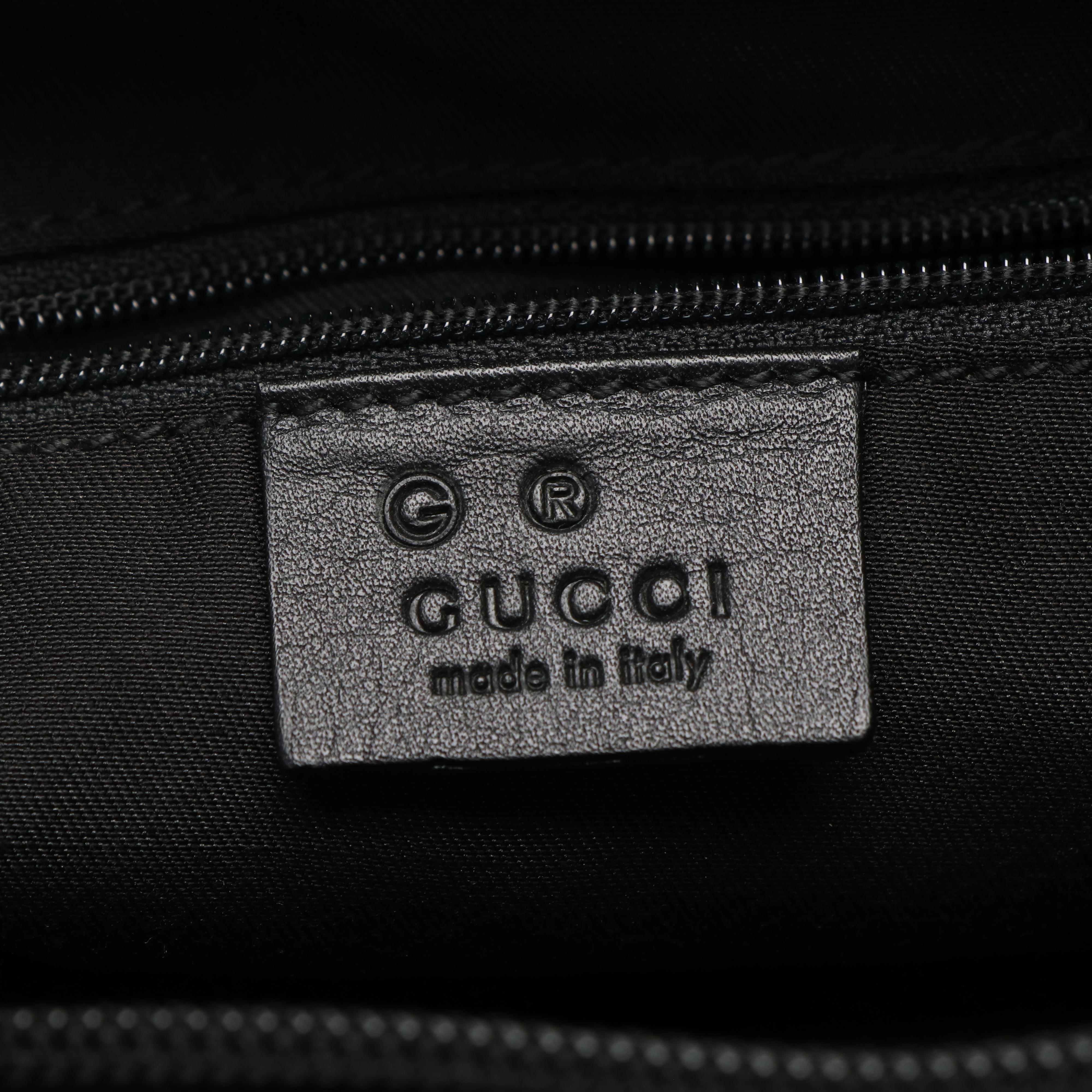 Gucci Balthus Handbag in Black GG Nylon Jacquard and Leather