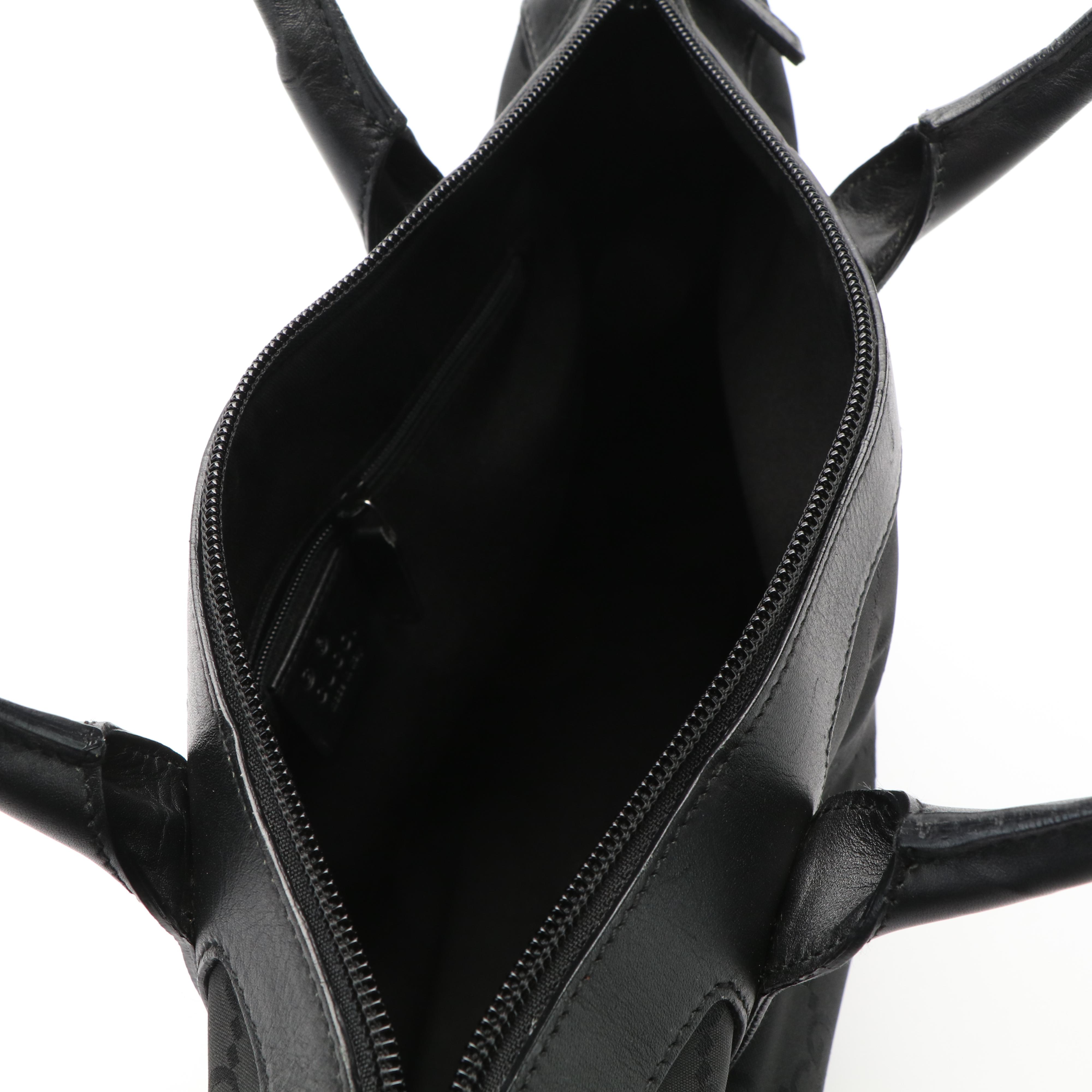 Gucci Balthus Handbag in Black GG Nylon Jacquard and Leather