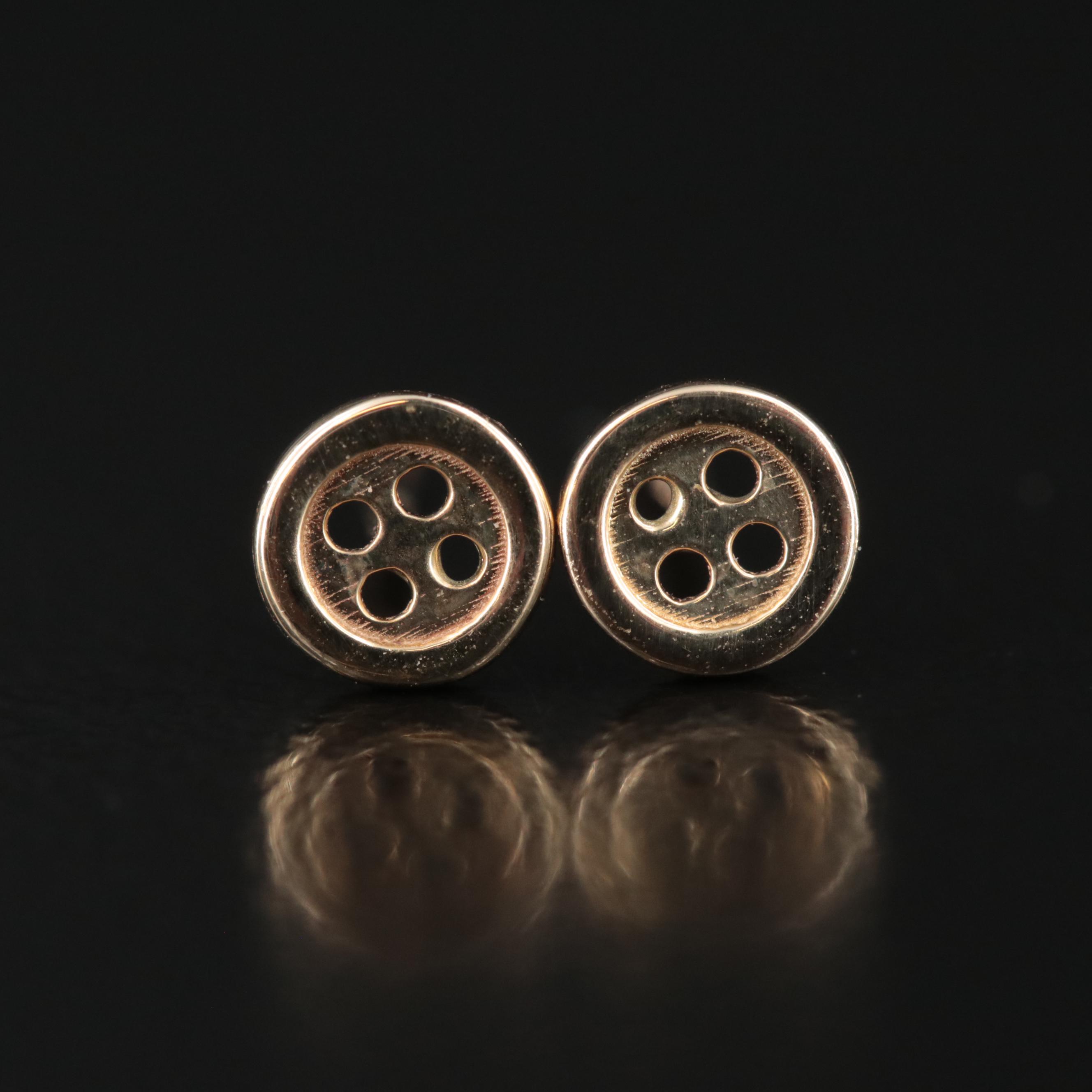 14K Button Stud Earrings