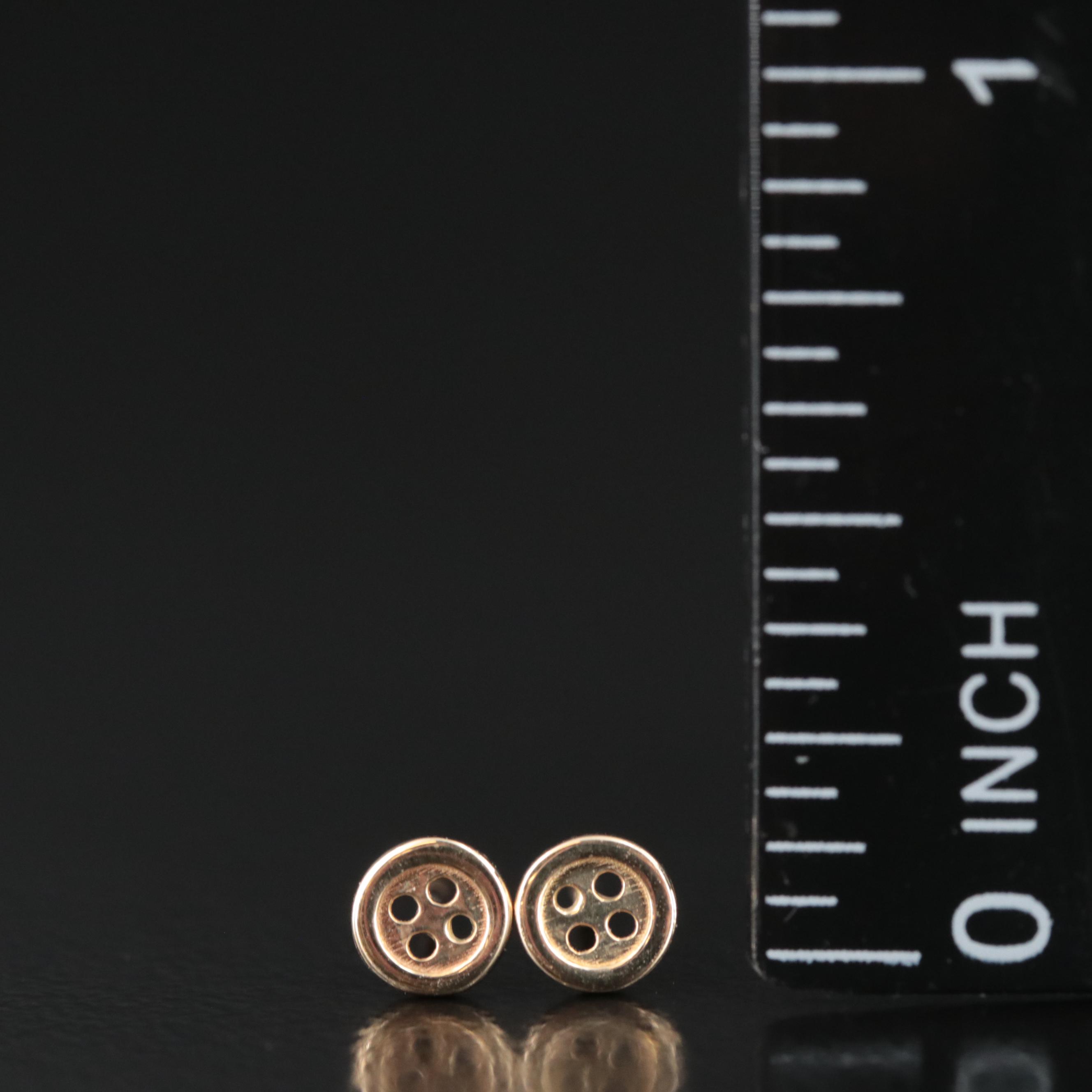 14K Button Stud Earrings