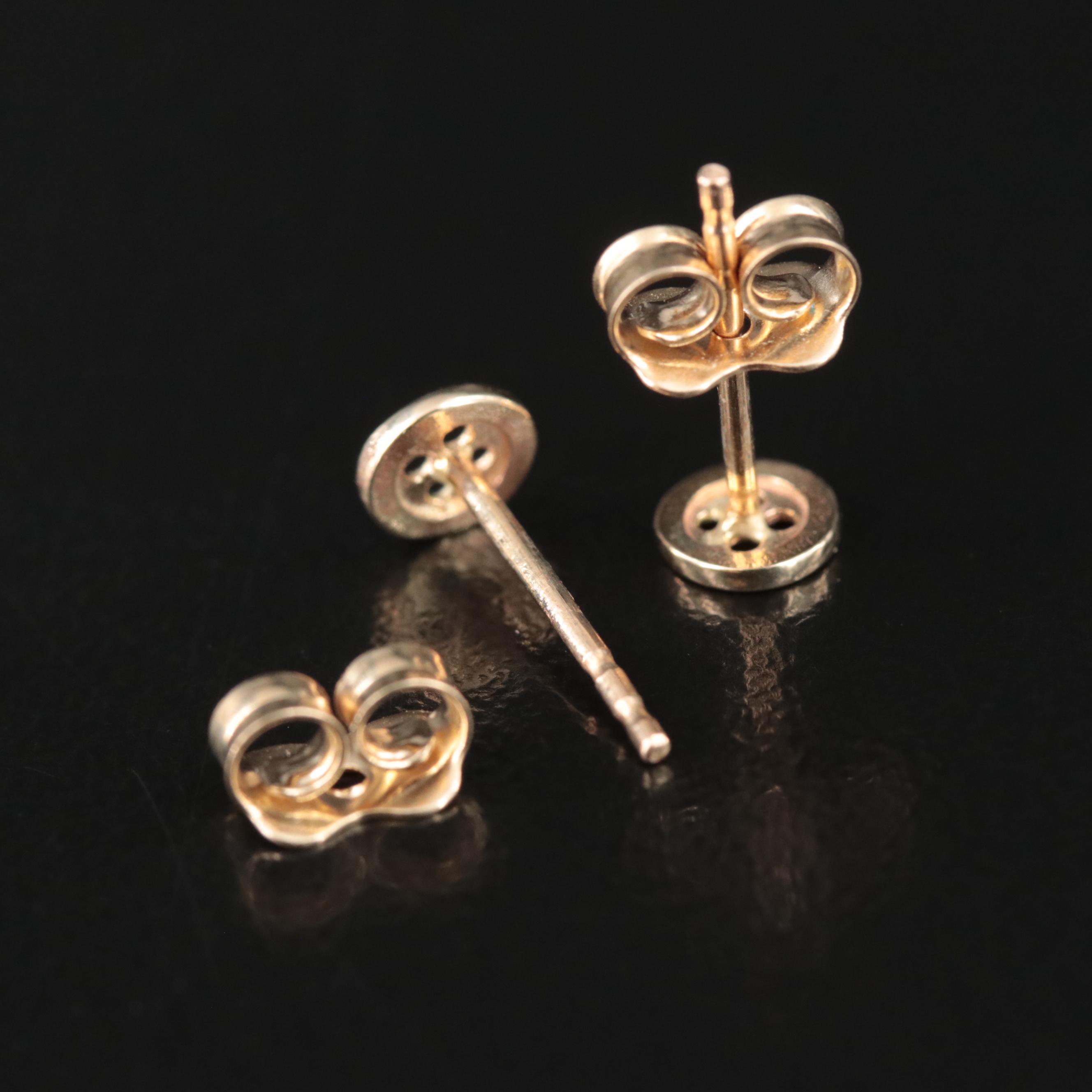 14K Button Stud Earrings