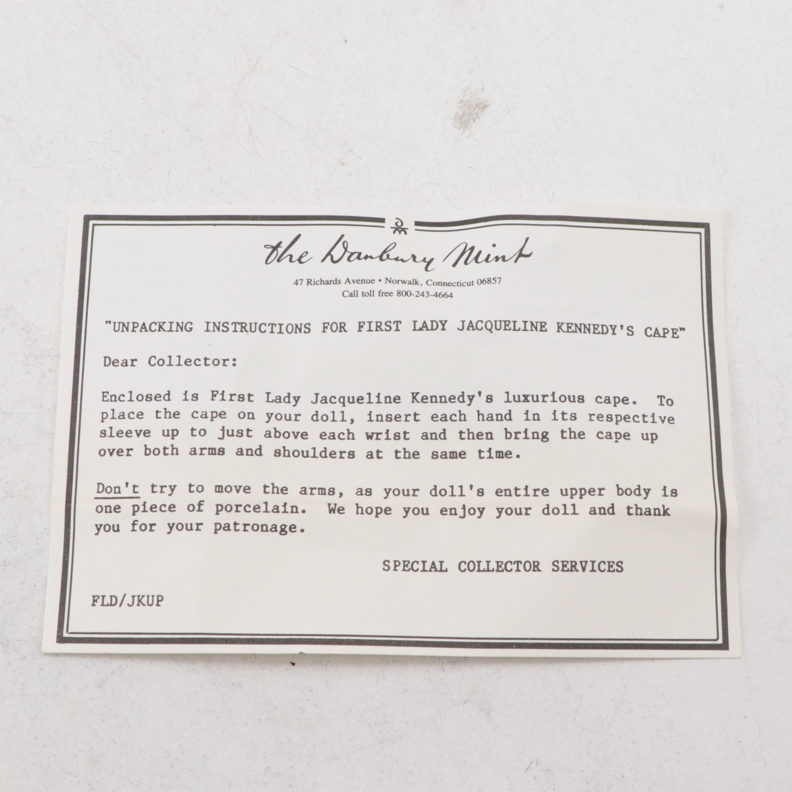 The Danbury Mint First Ladies "Jacqueline Kennedy" Porcelain Collector Doll