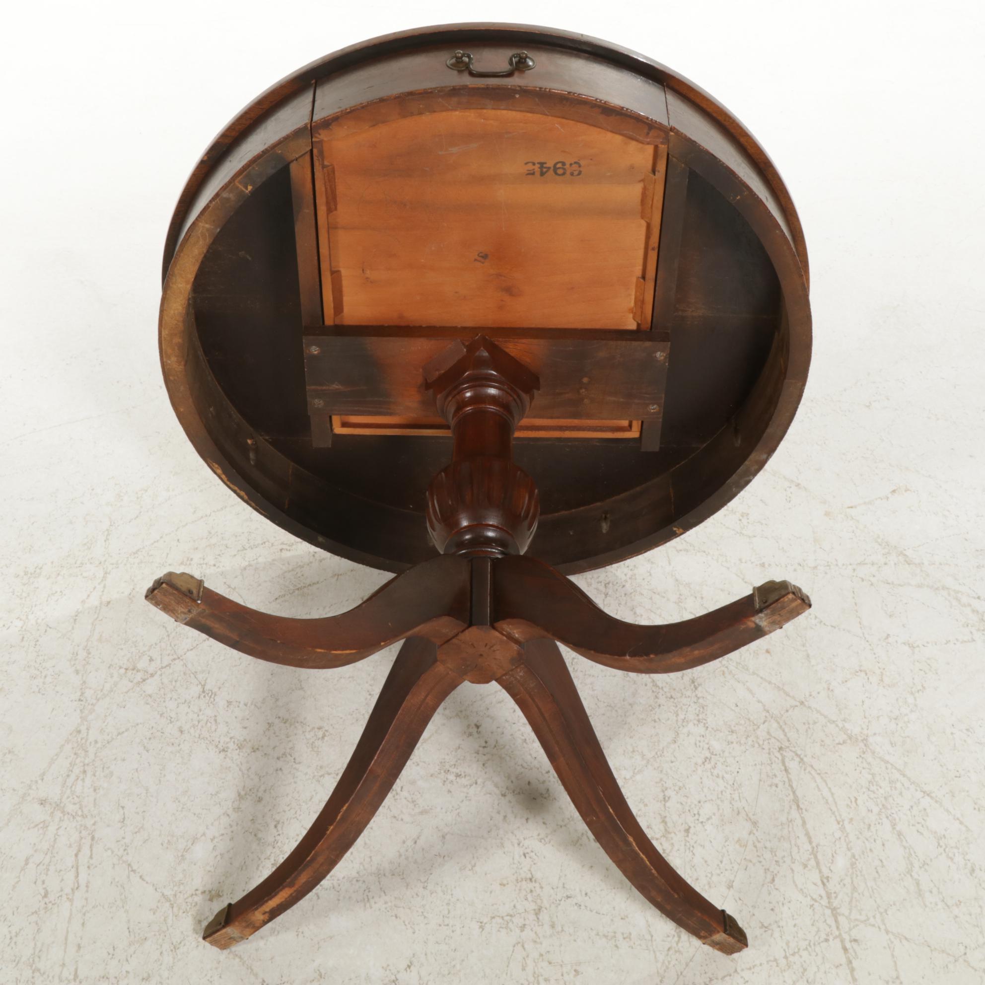 Mersman Mahogany Drum Style Center Table, Mid 20th Century