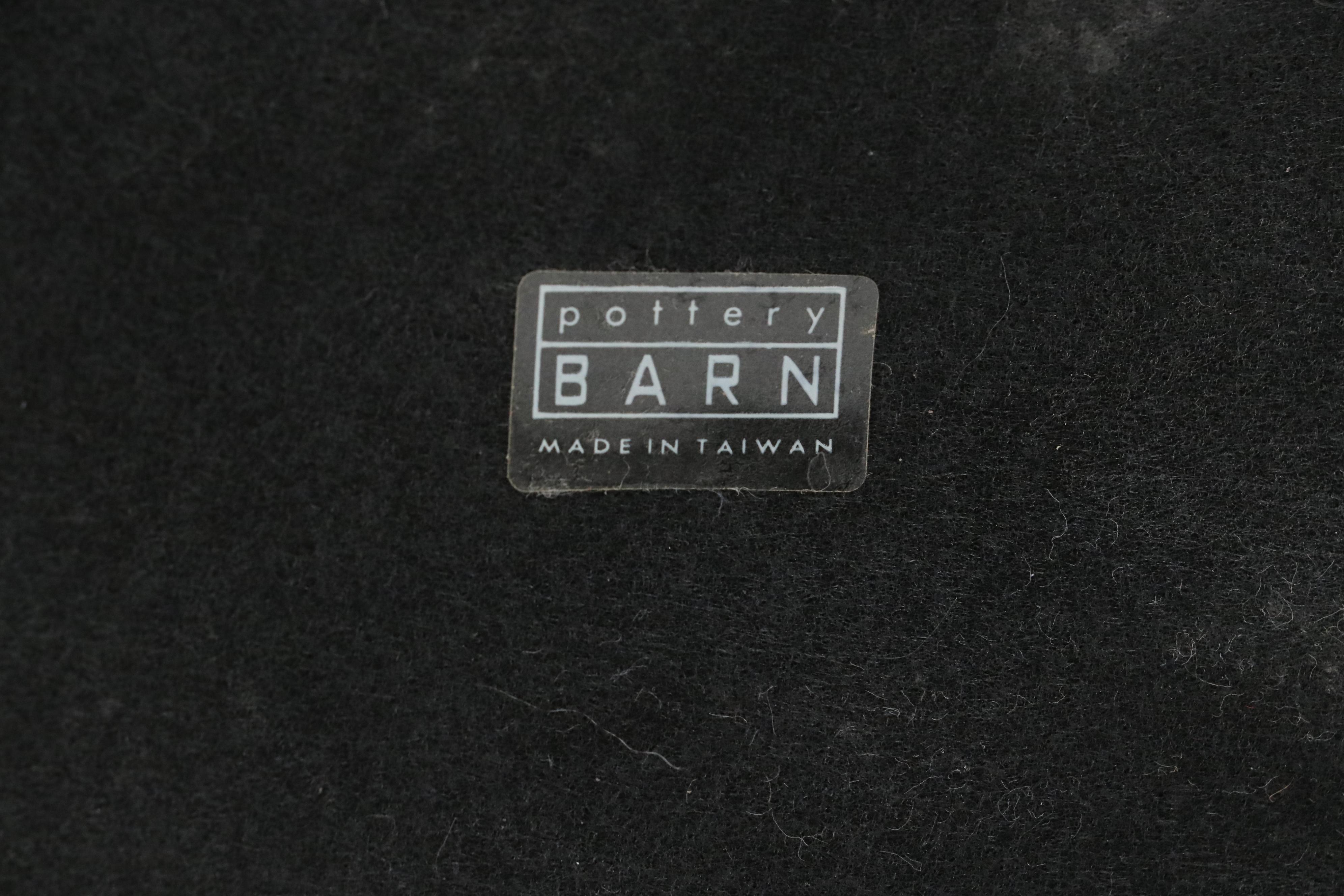 Pottery Barn Iron Curved Table Lamp with Mottled Green Glass Shade, 21st Century