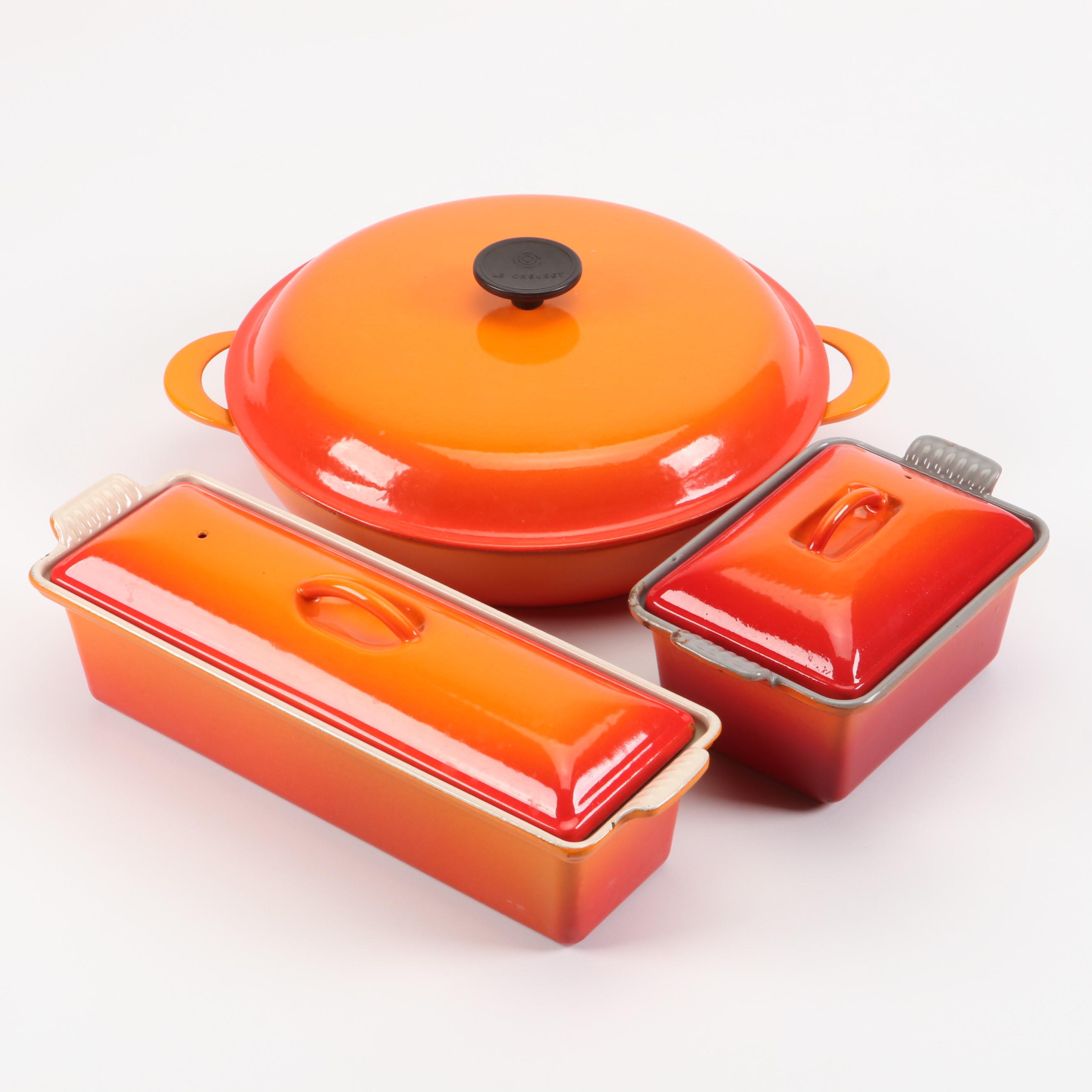 Le Creuset "Flame" Enamel Cast Iron Braiser, Pate Terrine and Casserole