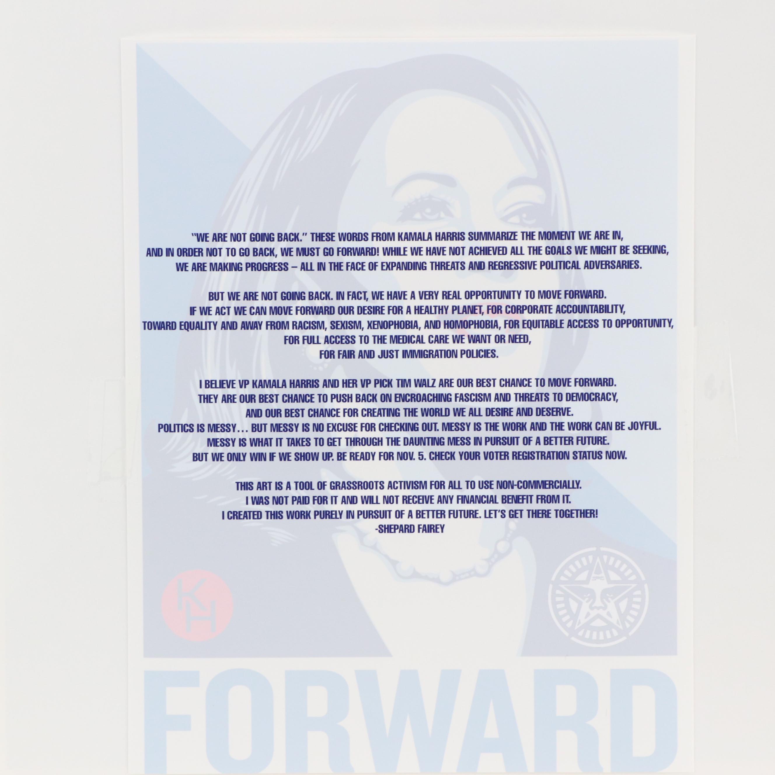 Shepard Fairey Digital Print of Kamala Harris "Forward," 2024