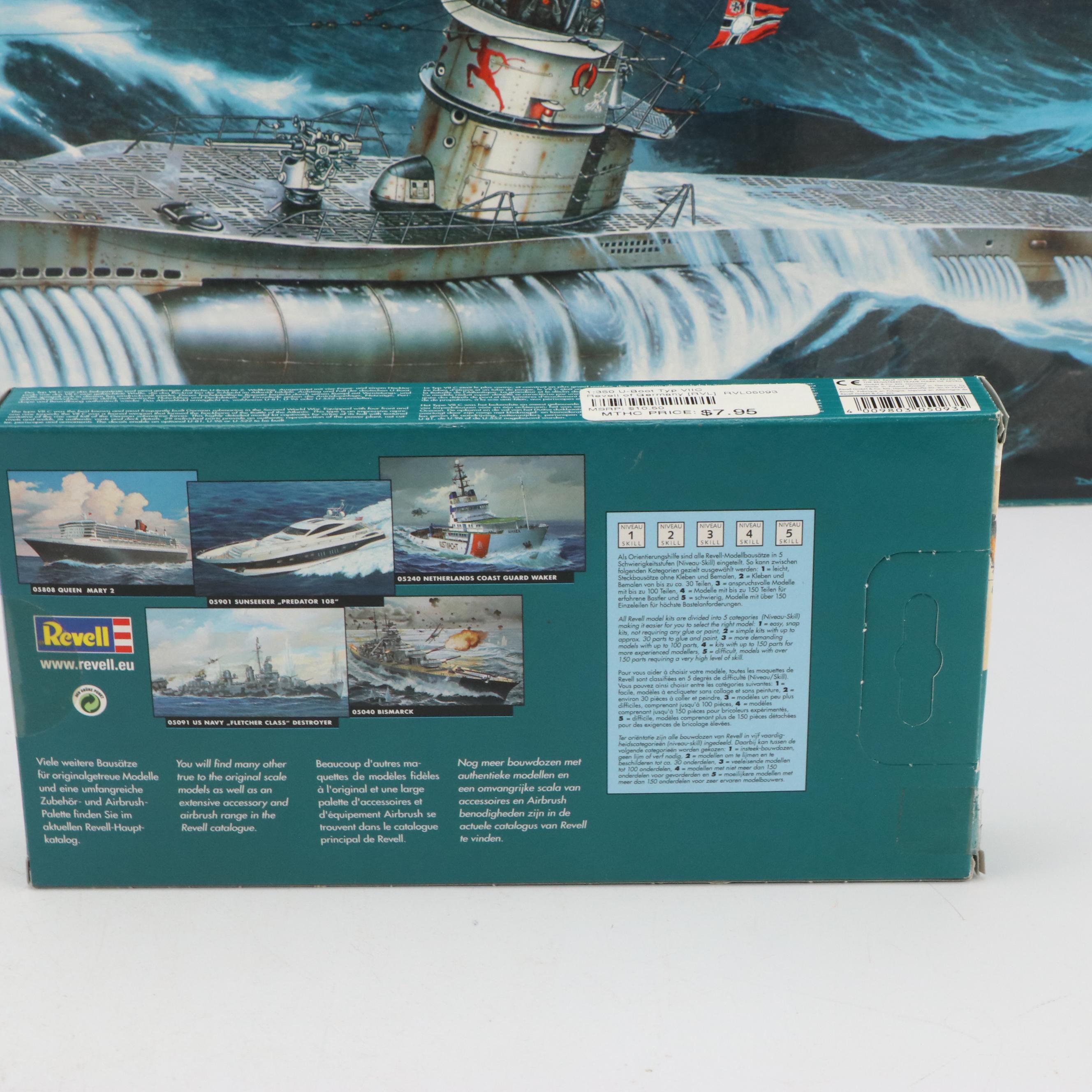 Revell 1:72 Scale VII C German U-Boat Model Kit with Other Naval Model Kits
