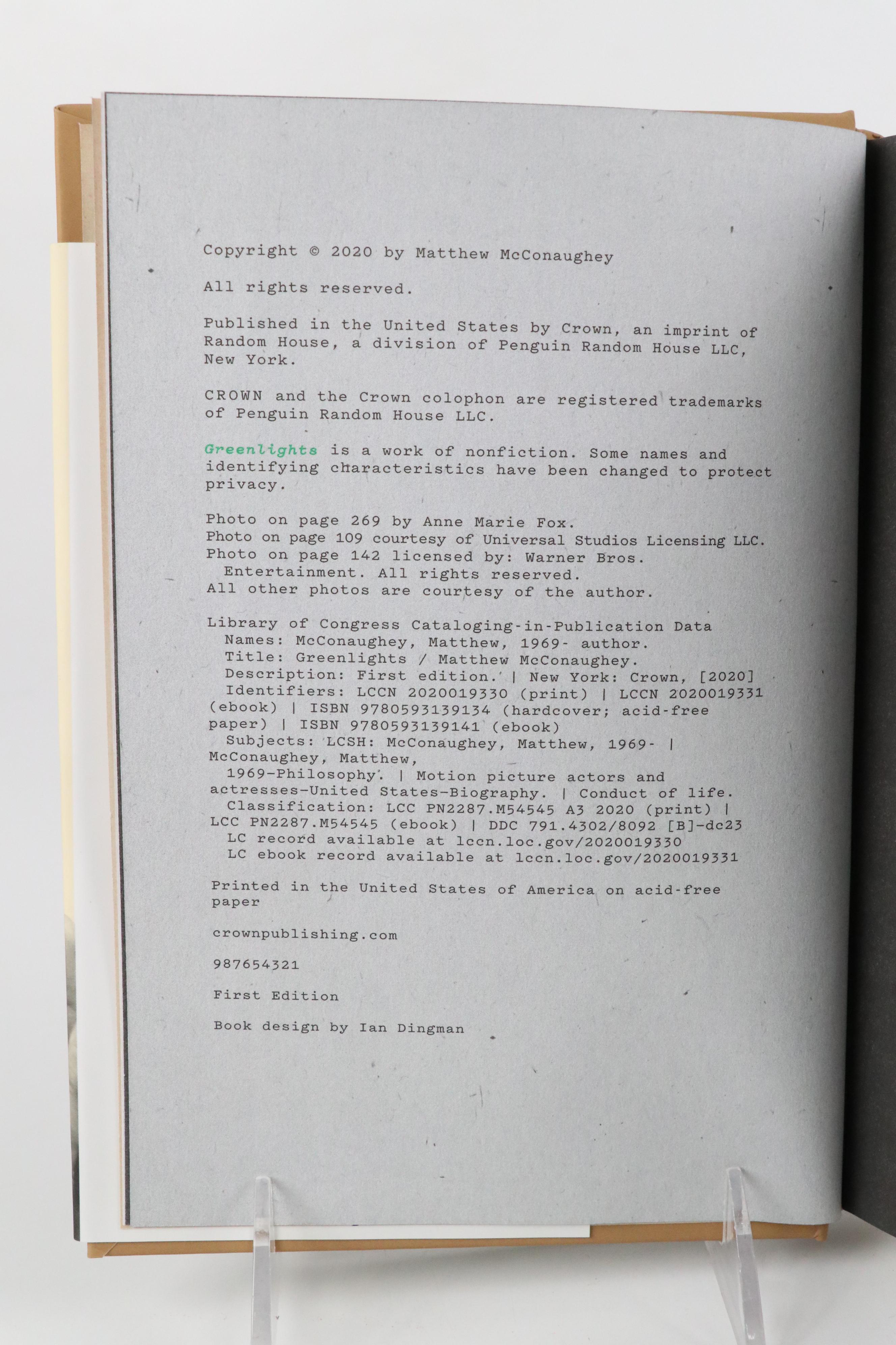 Tom Hanks and Matthew McConaughey Signed Books, Early 21st Century, JSA