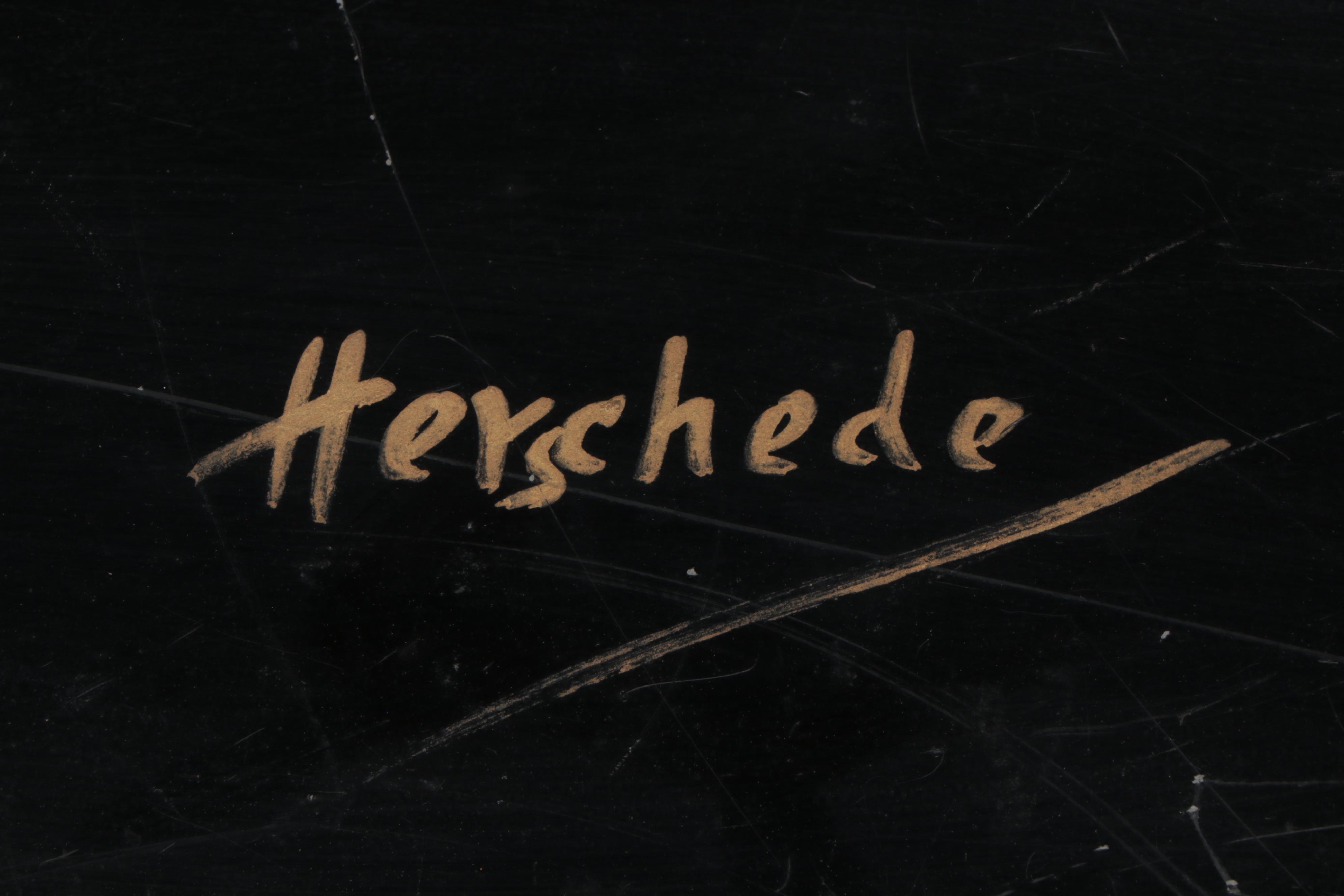 MacBeth-Evans Tumblers with Metal Wine Label Tray, Mid-20th Century