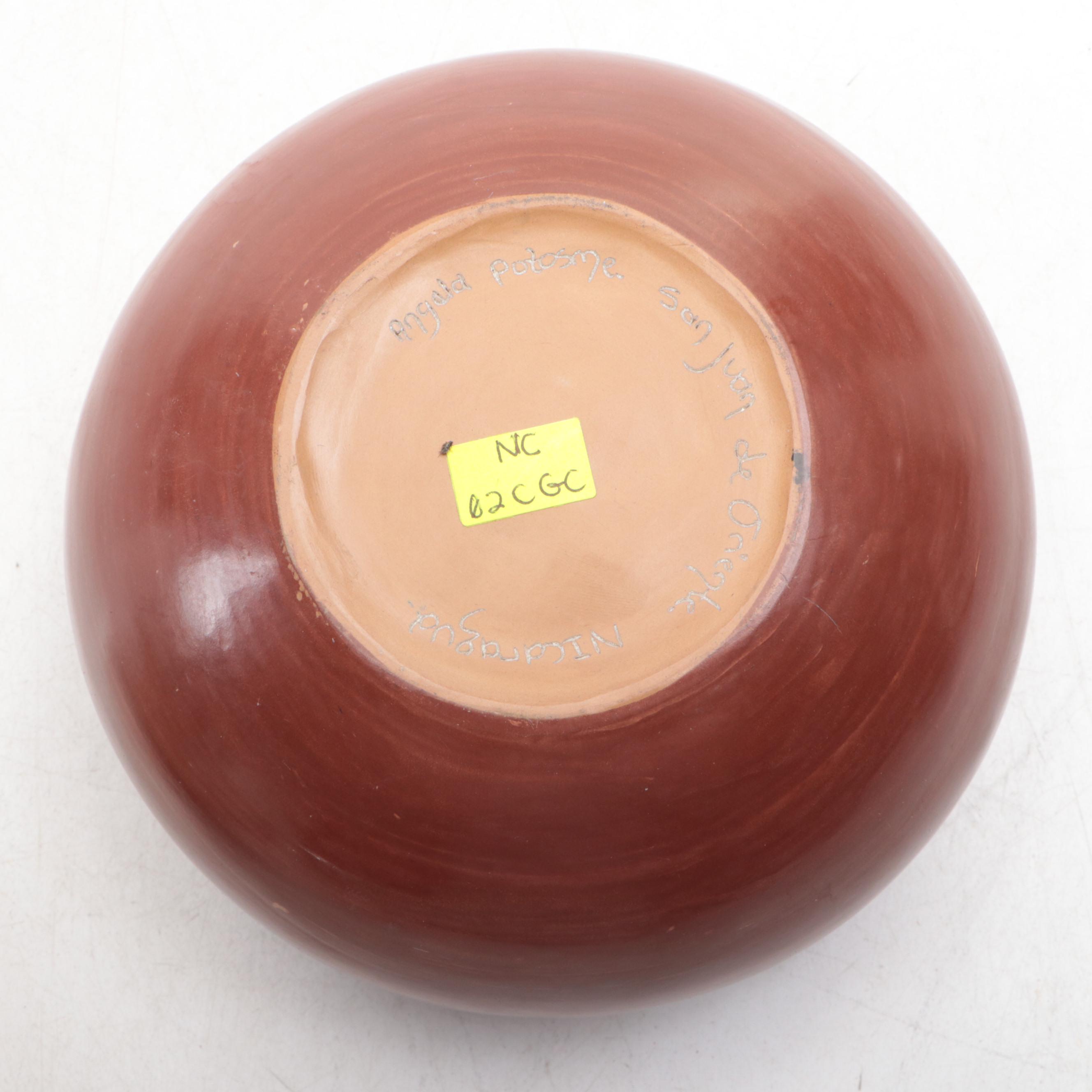 Artist Signed Chilean Terracotta Bowl and Nicaraguan Ceramic Bowl