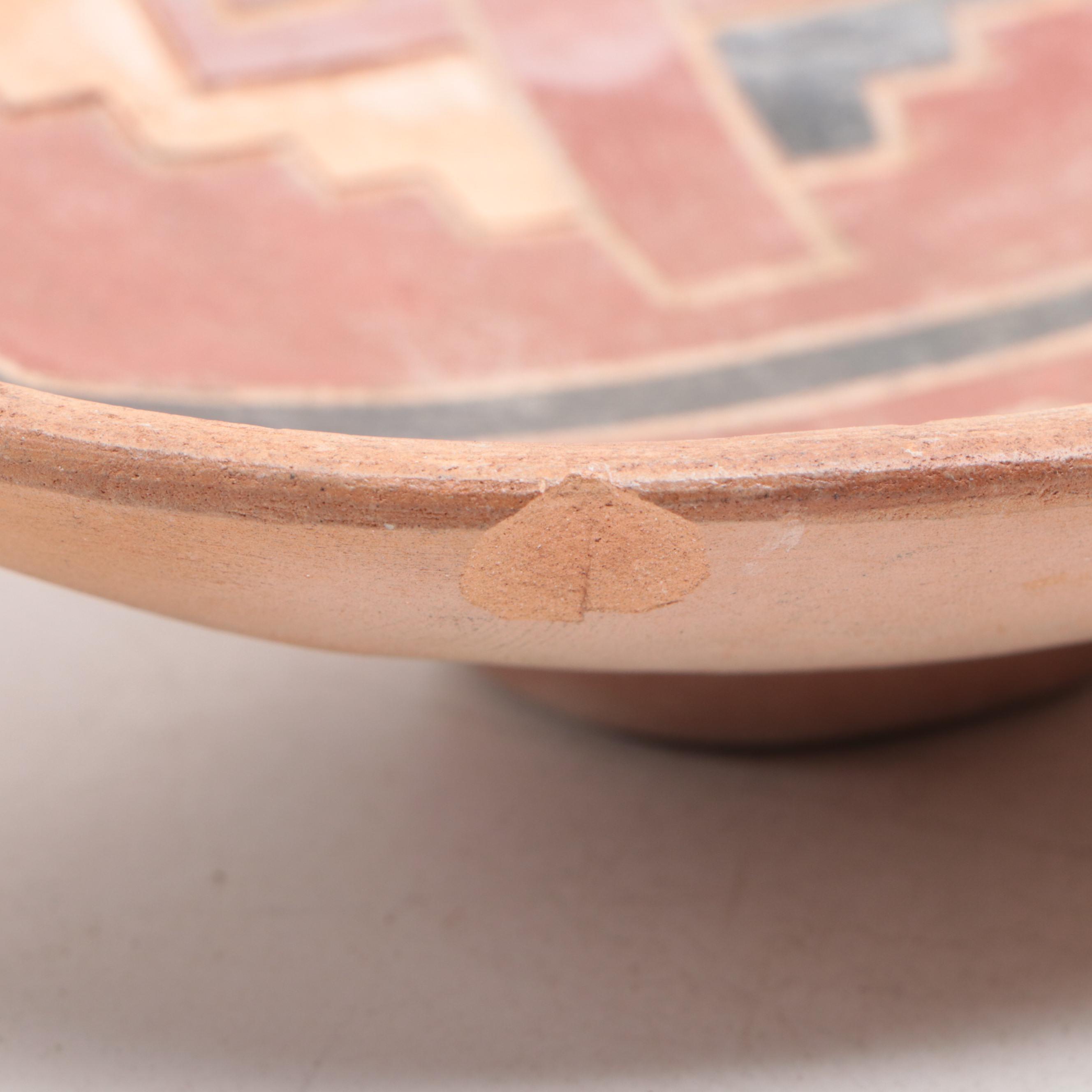 Artist Signed Chilean Terracotta Bowl and Nicaraguan Ceramic Bowl