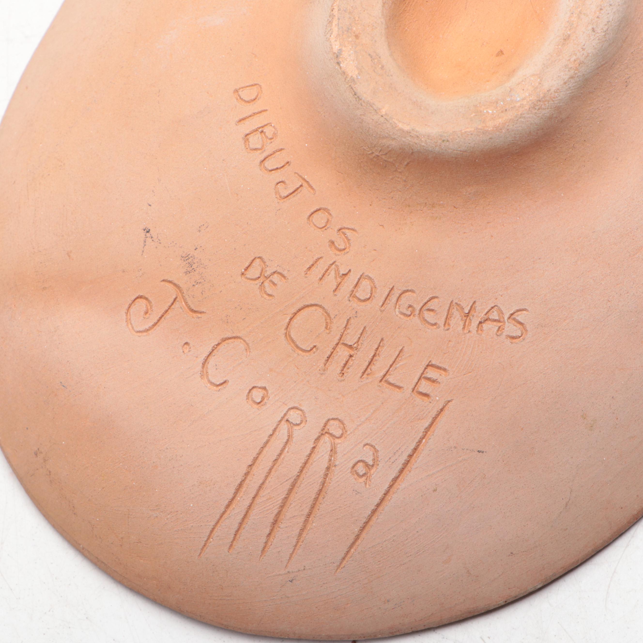 Artist Signed Chilean Terracotta Bowl and Nicaraguan Ceramic Bowl