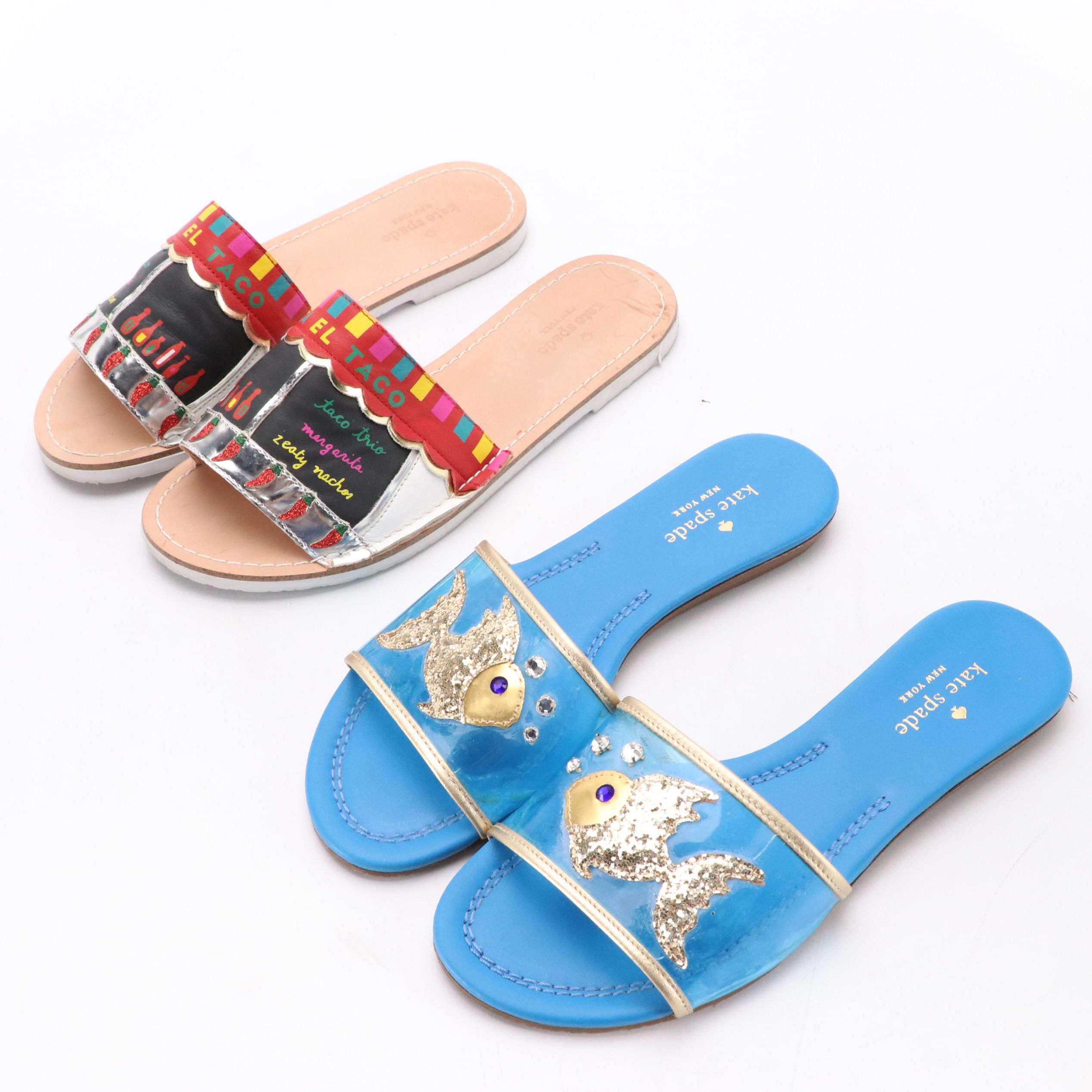 Kate Spade Tara Embellished Fish and "Viva El Taco" Sandals