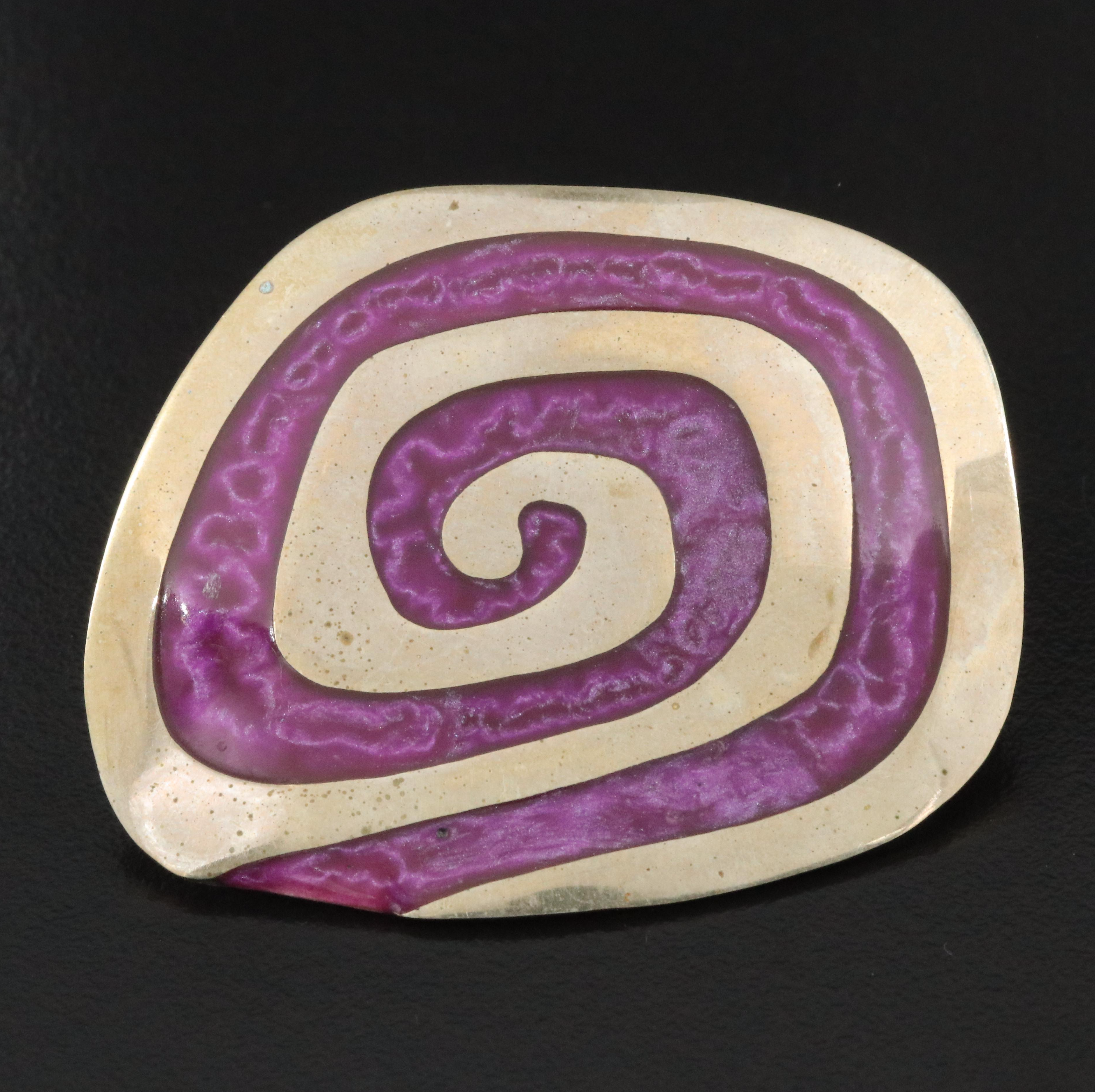 Mexican Enamel Swirl Brooch