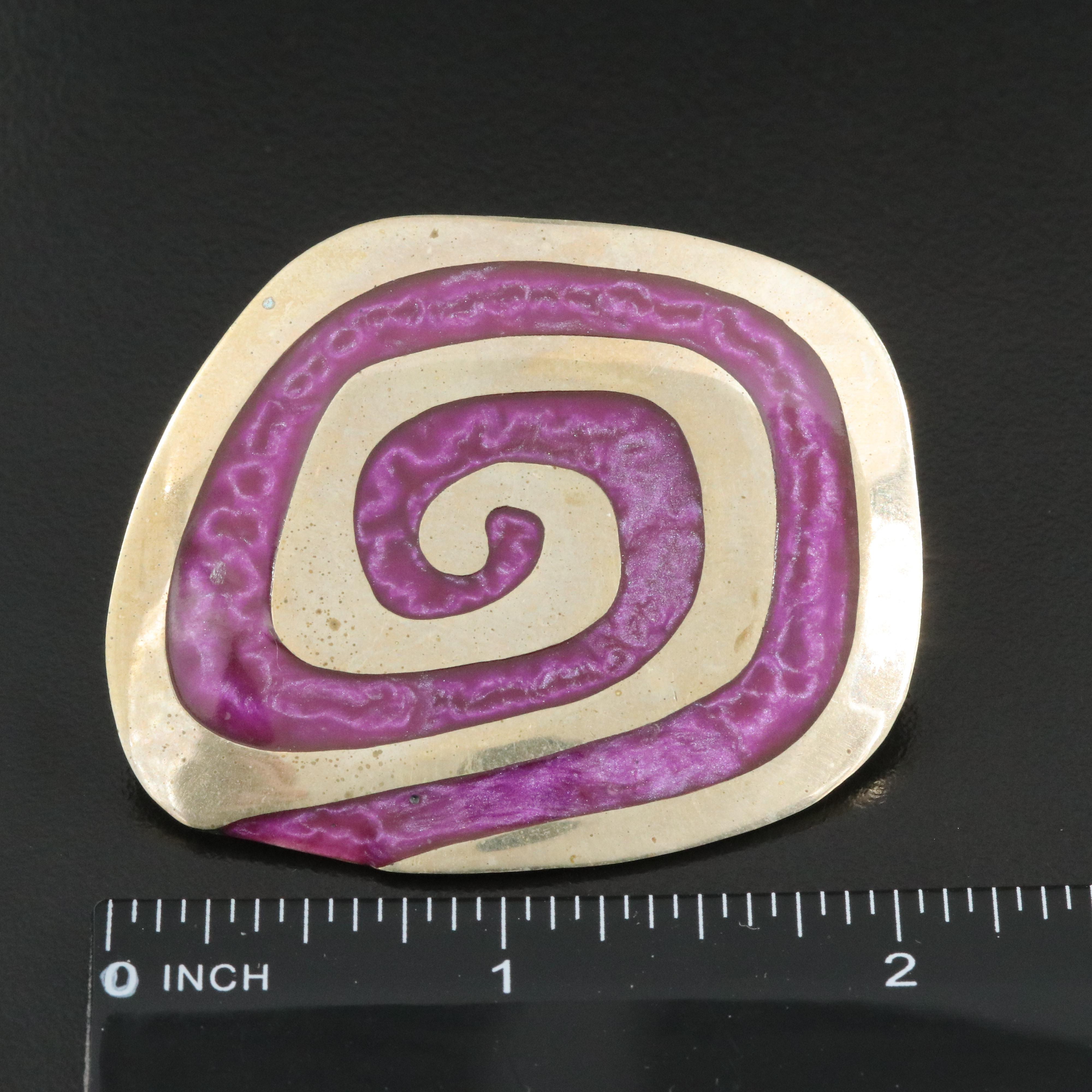 Mexican Enamel Swirl Brooch