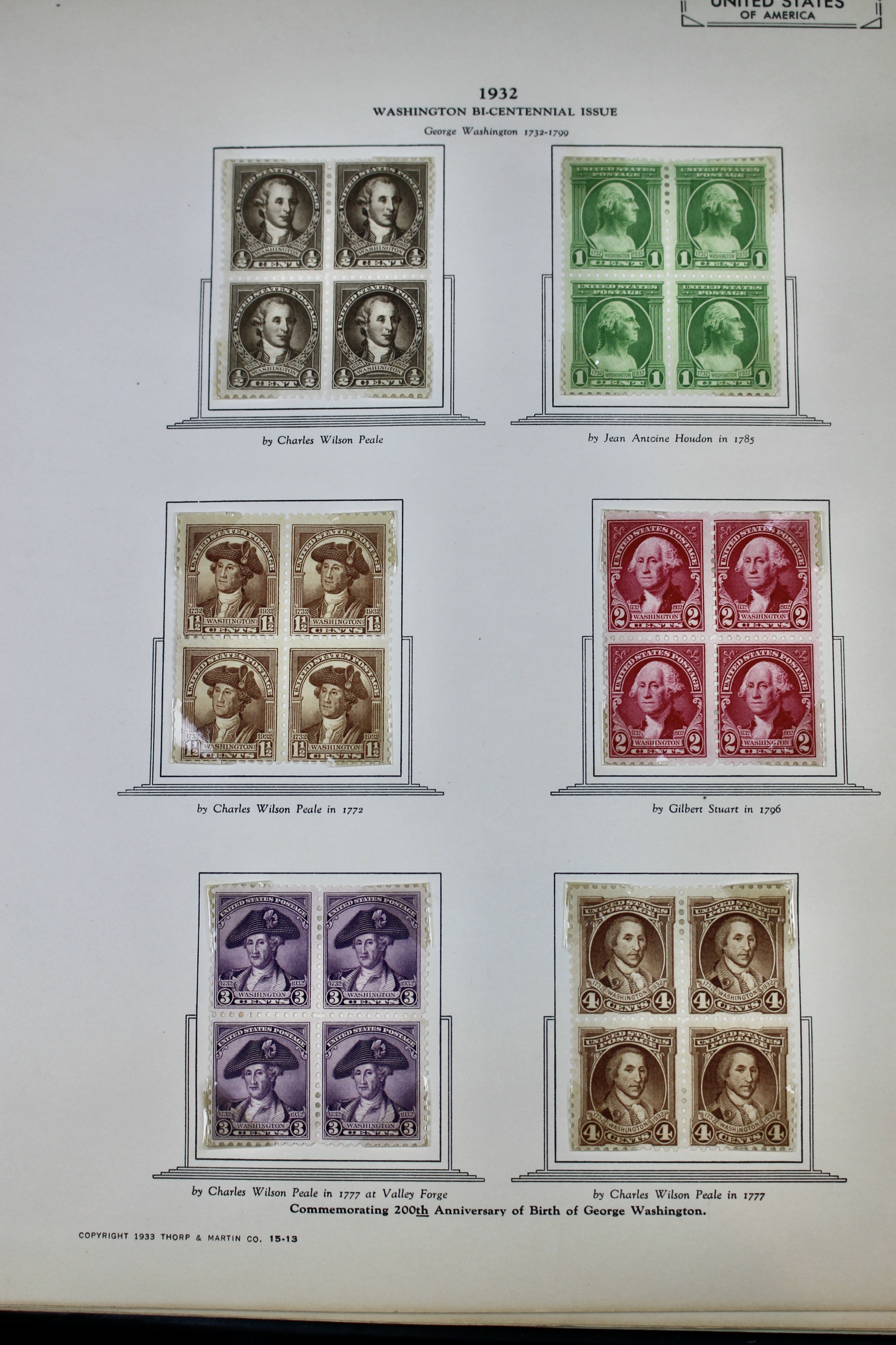 Mint Condition U.S. Postage Stamp Block Collection, 1929 to 1947