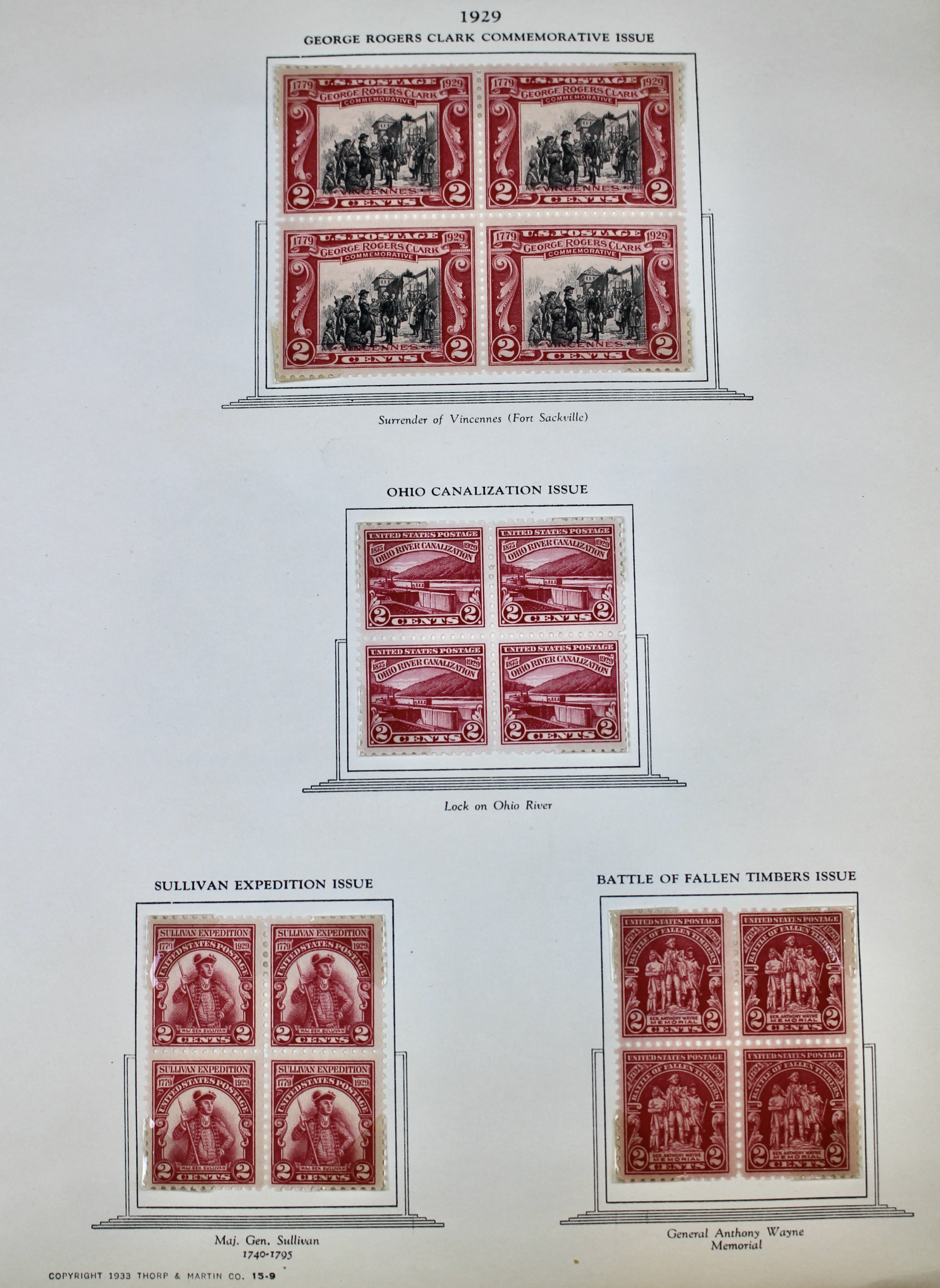 Mint Condition U.S. Postage Stamp Block Collection, 1929 to 1947